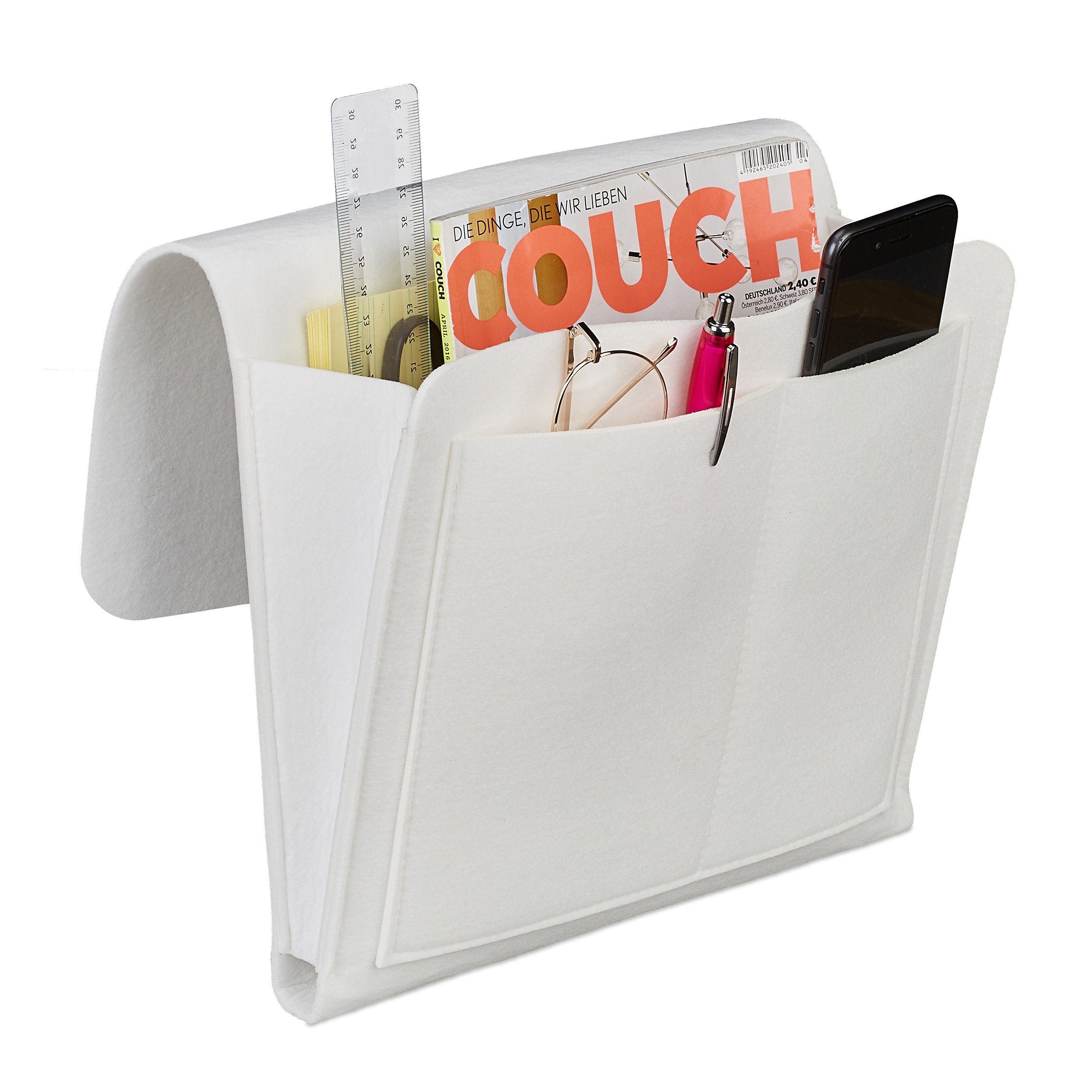 relaxdays Betttasche aus Filz (1-tlg), weiß