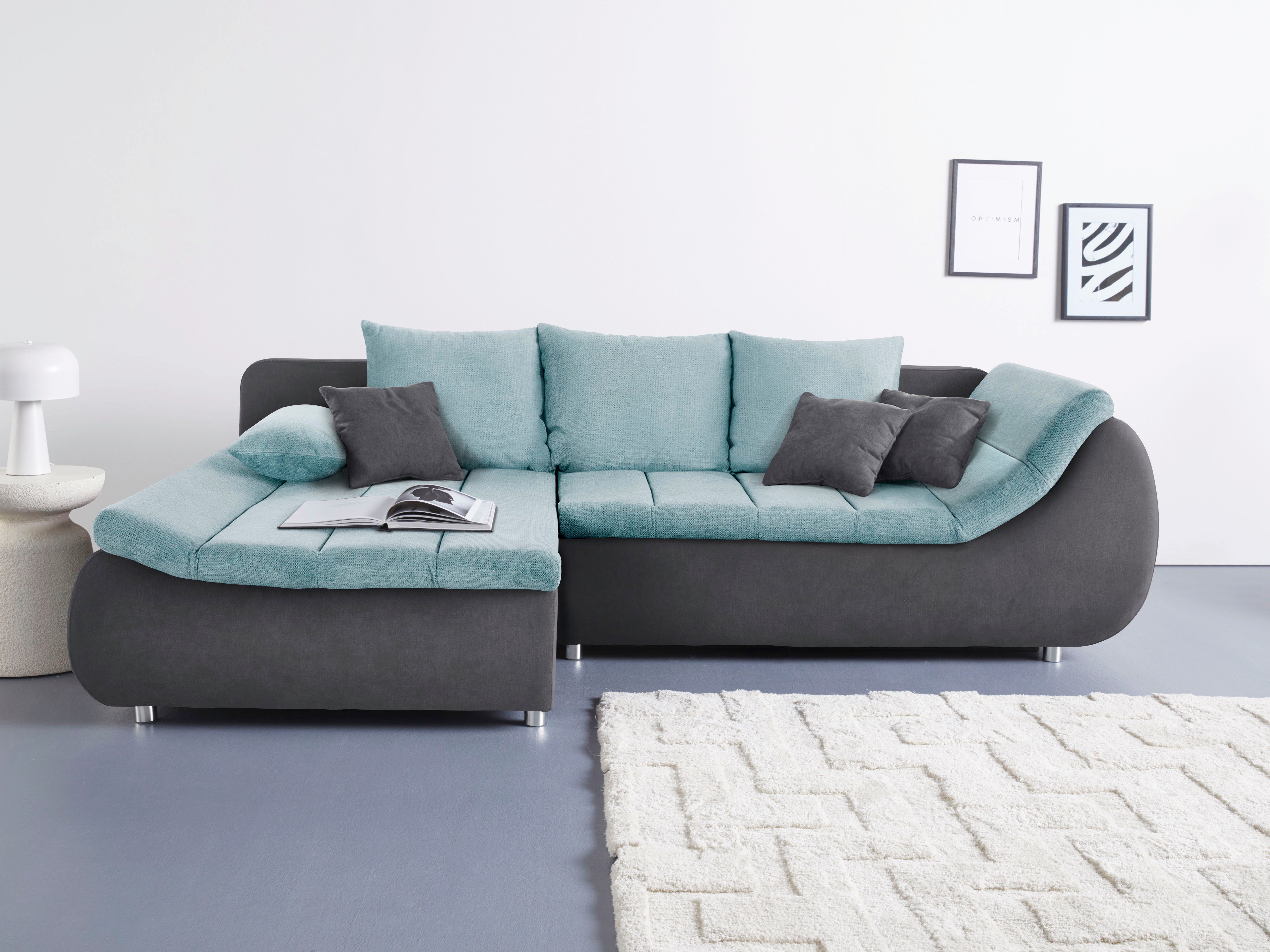 Home affaire Ecksofa Imola, elegant und modern, aktuelle Steppung im Sitz, bequem, L-Form, frei im Raum stellbar, wahlweise mit Bettfunktion und Bettkasten