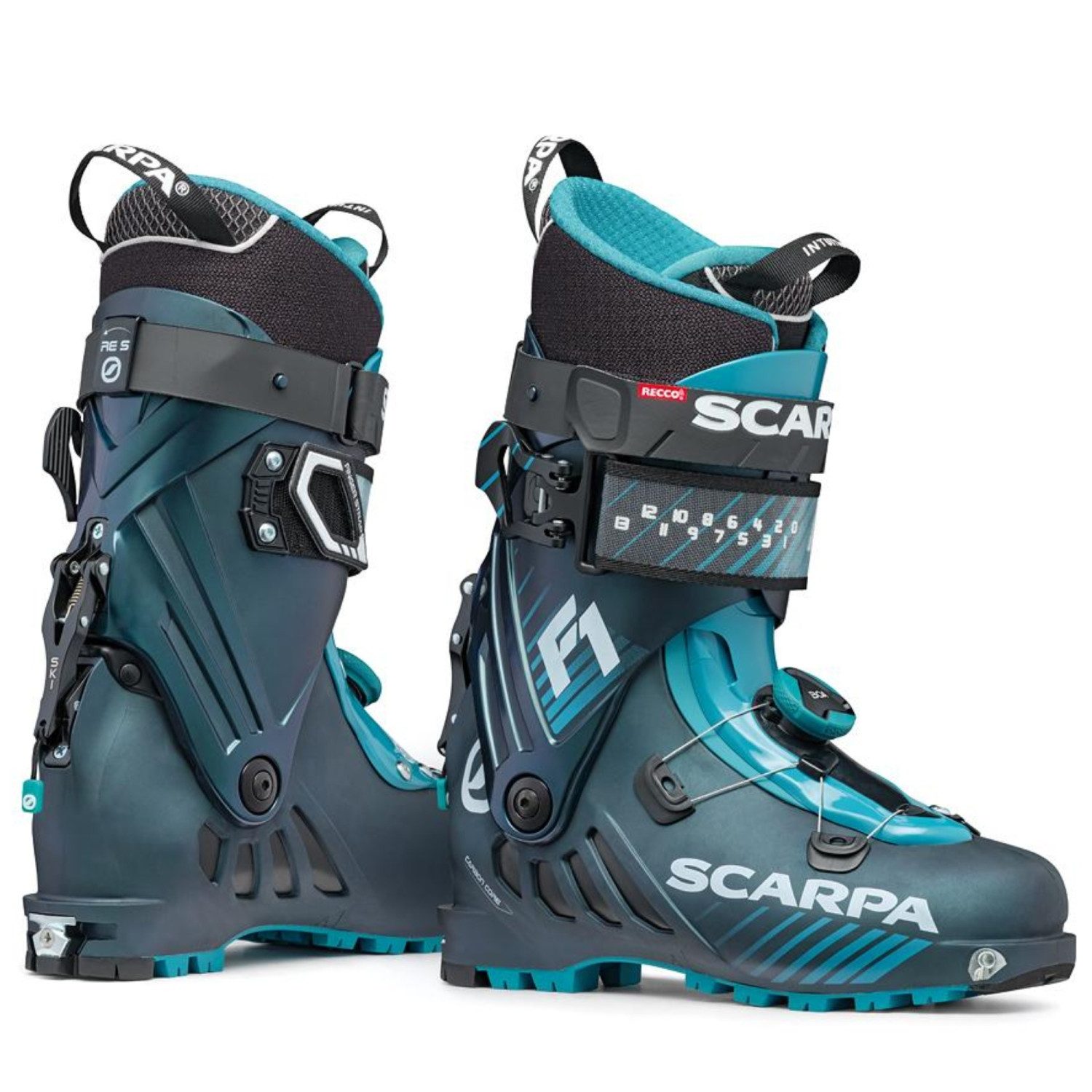 Scarpa F1 - Herren Tourenskischuh - grau/türkis Skischuh