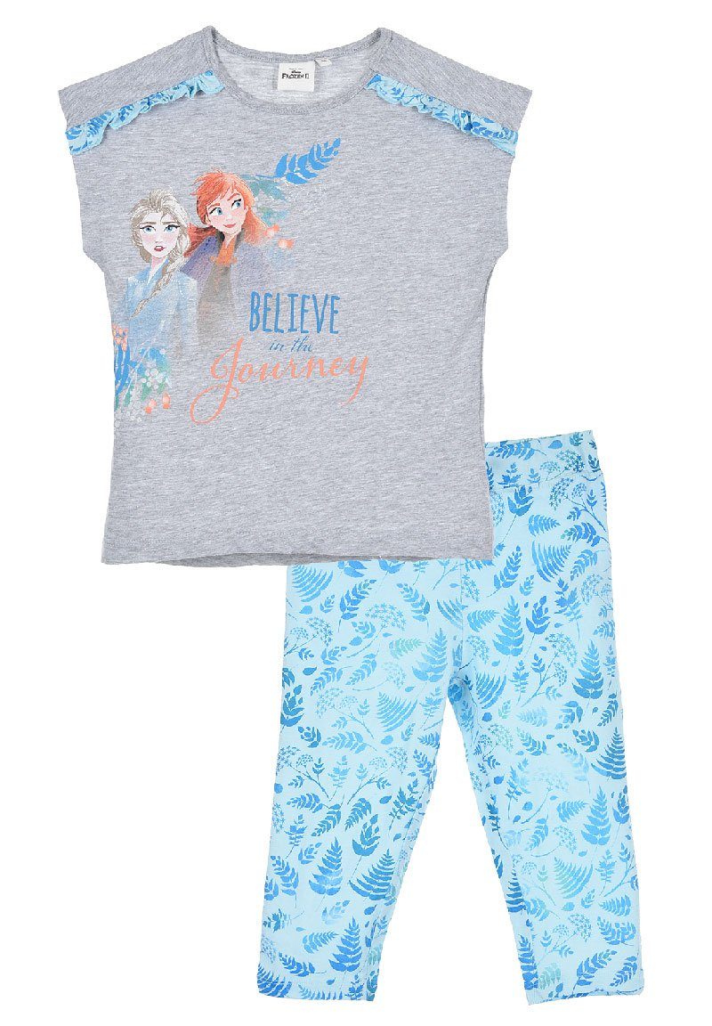 tlg) Mädchen (2 Schlafanzug Frozen Disney Schlafanzug kurzarm Pyjama Kinder + Shirt Kinder Schlaf-Hose
