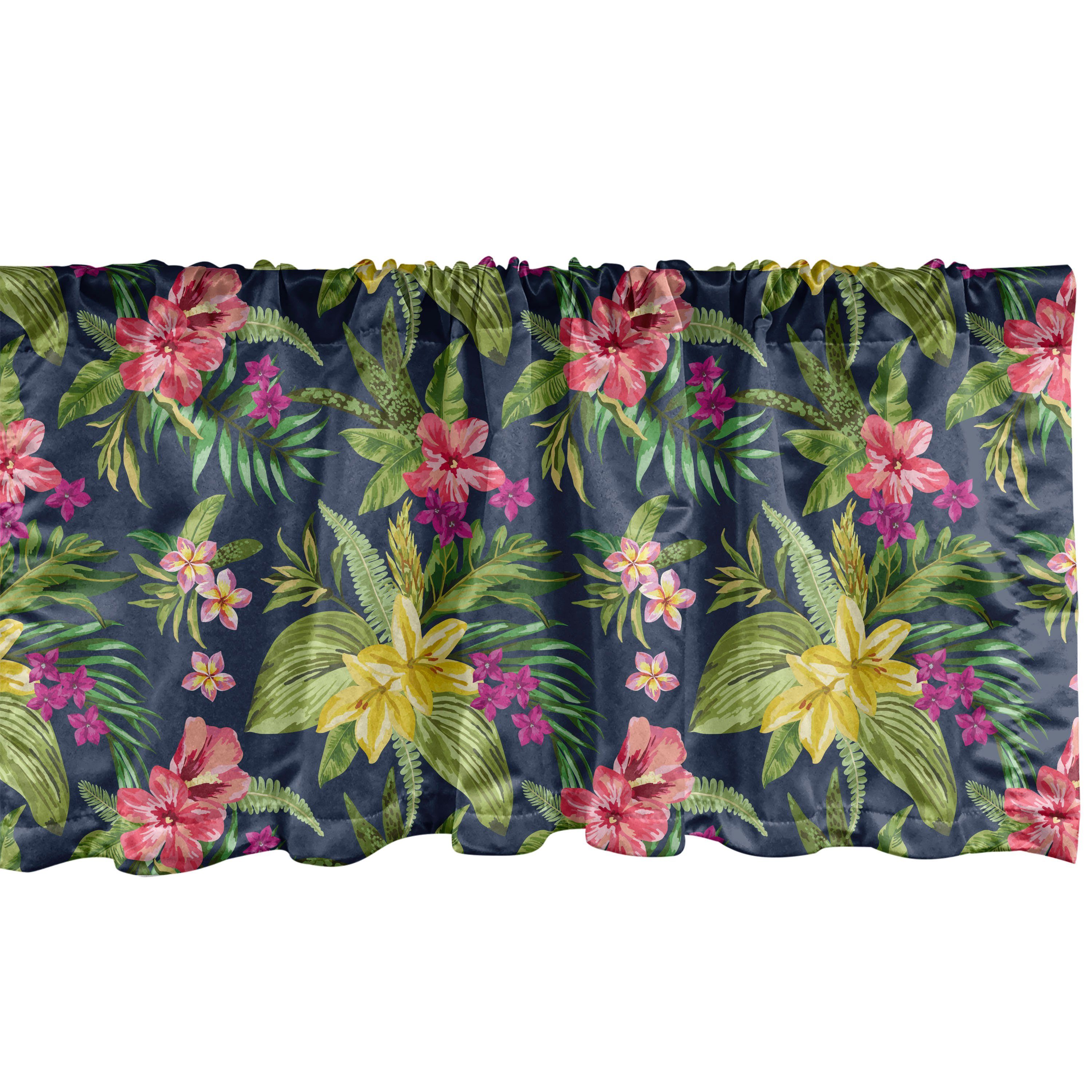 Scheibengardine Vorhang Volant für Küche Schlafzimmer Dekor mit Stangentasche, Abakuhaus, Microfaser, Luau Floral Blooming Jungle