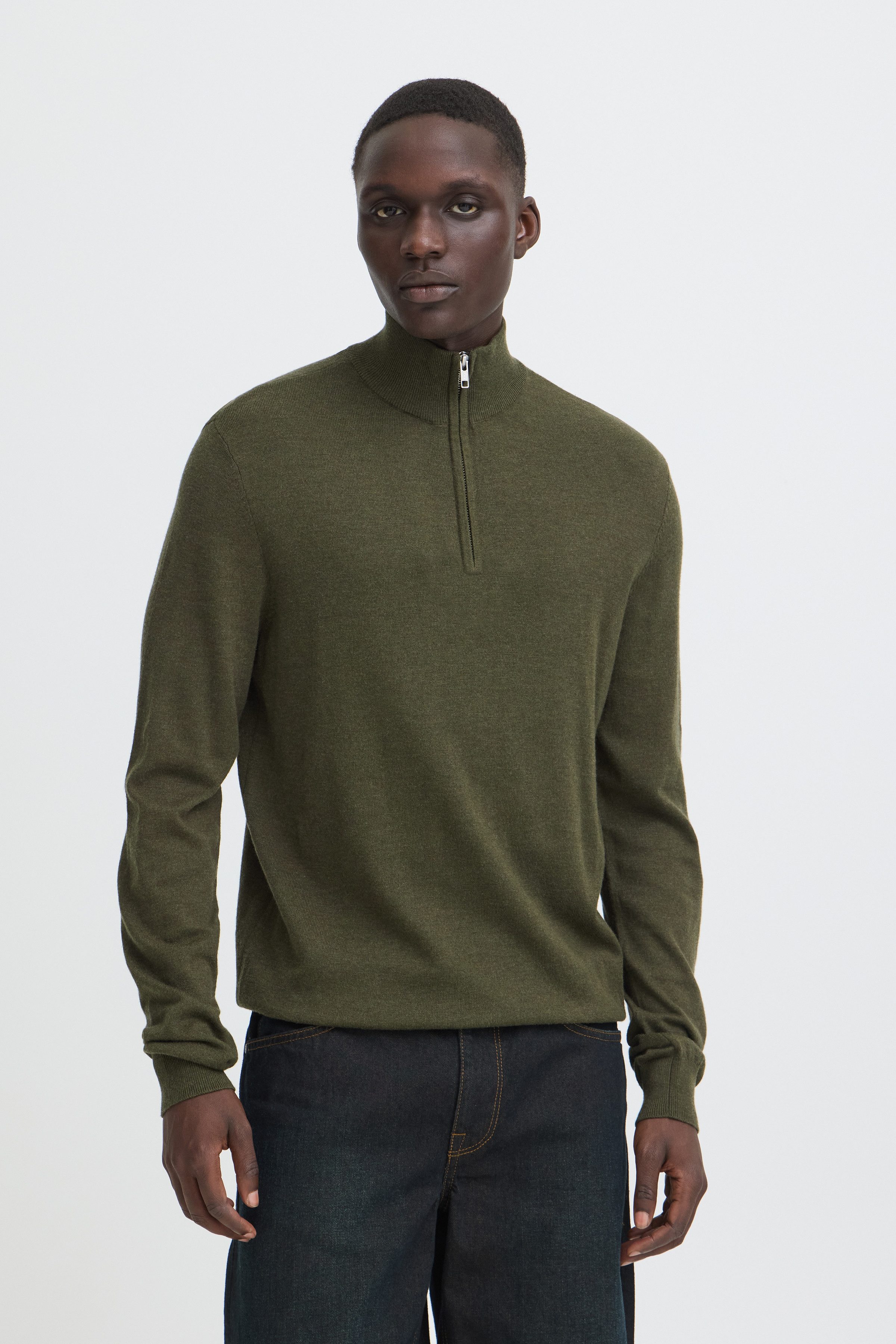 Blend Stehkragenpullover BHBAGGE HALF ZIPP KNIT Baumwollmischung, regular fit