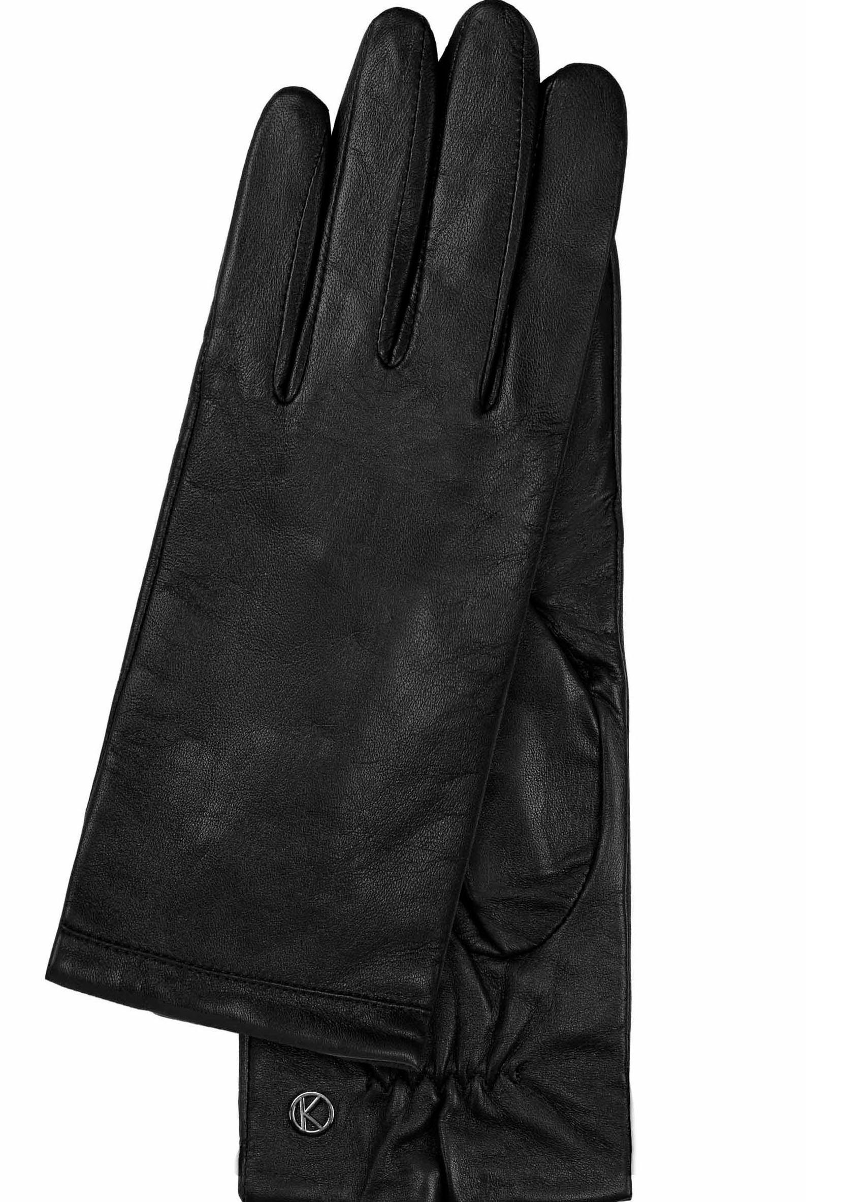 KESSLER Lederhandschuhe Chelsea Touchfunktion, Zierbiesen black Passform, schlanke