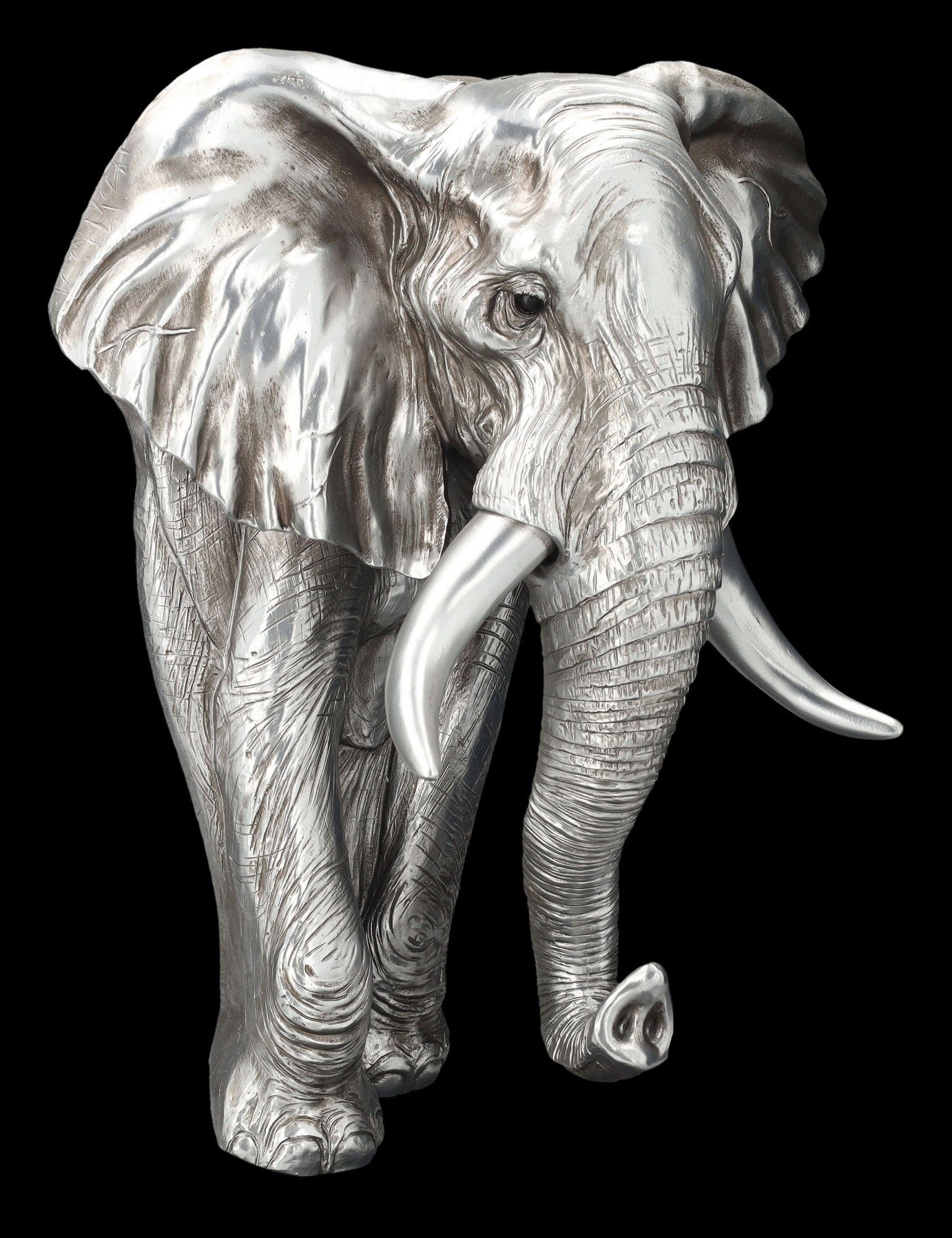 Figuren Shop GmbH silber Wanddekoobjekt Dekoration - - Wandrelief Wandbehang Elefant Tier