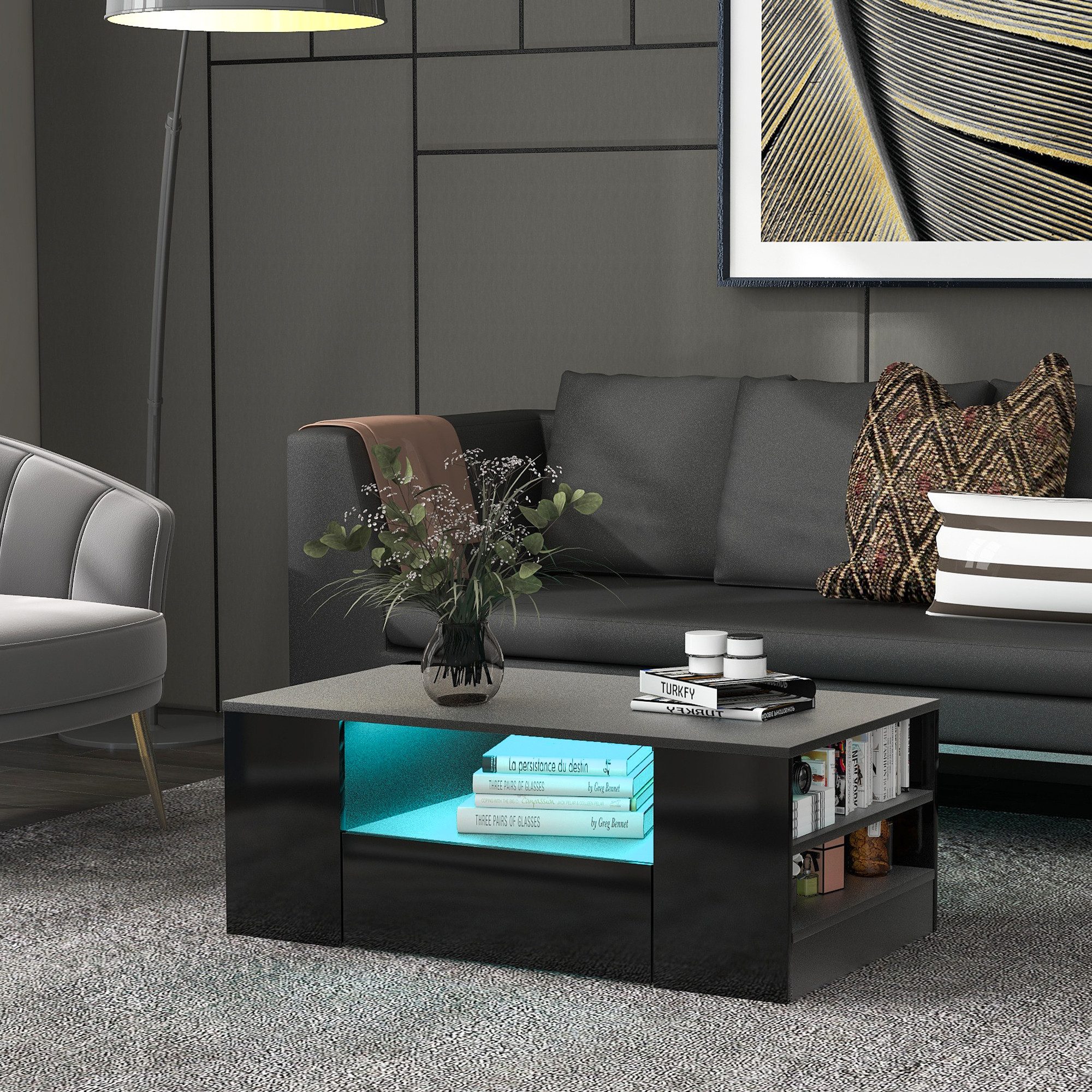 MODFU Couchtisch Wohnzimmertisch (Hochglanz Sofatisch mit günstig online kaufen