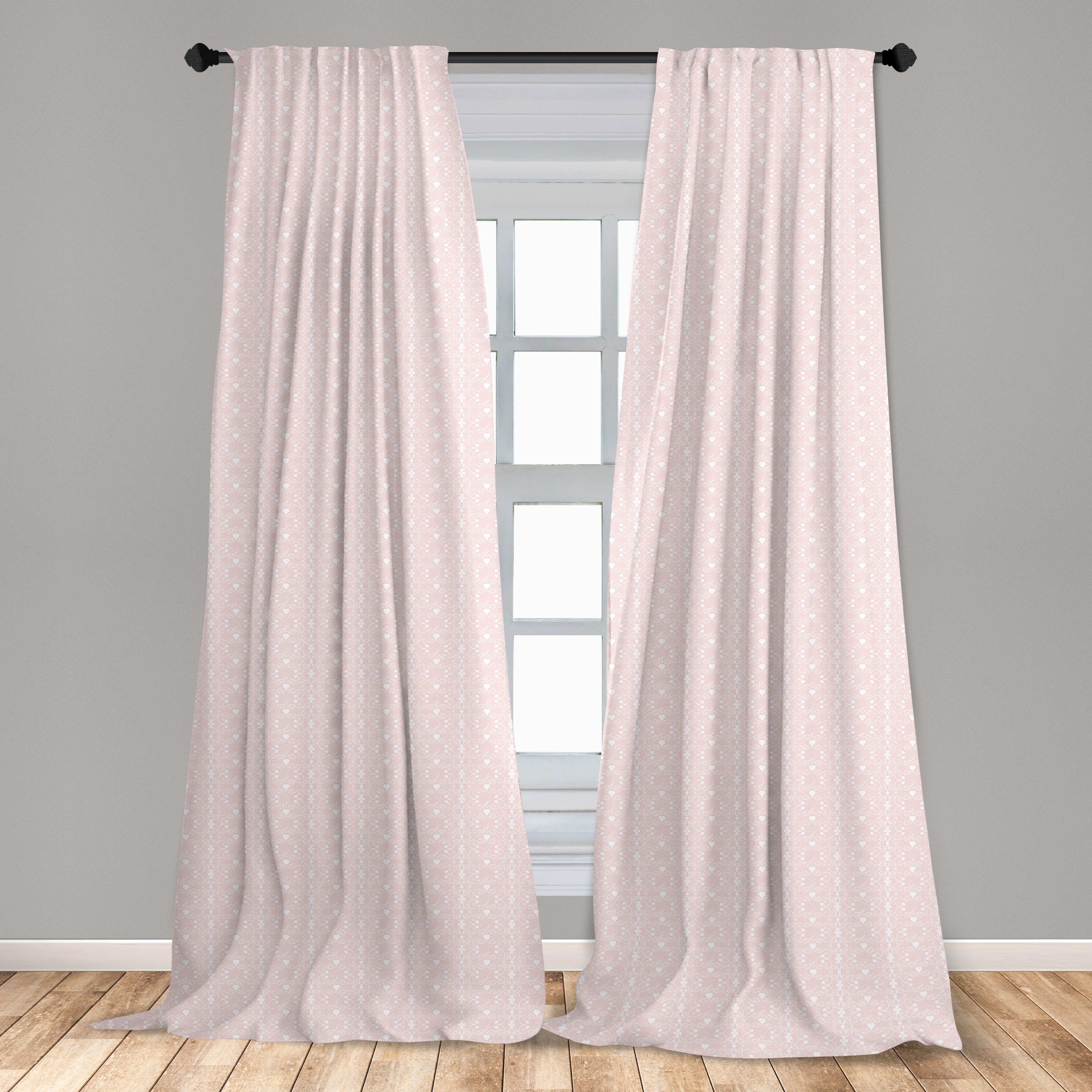 Gardine Vorhang für Wohnzimmer Dekor, Girly und Schlafzimmer Abakuhaus, Microfaser, Pink Victorian Weiß