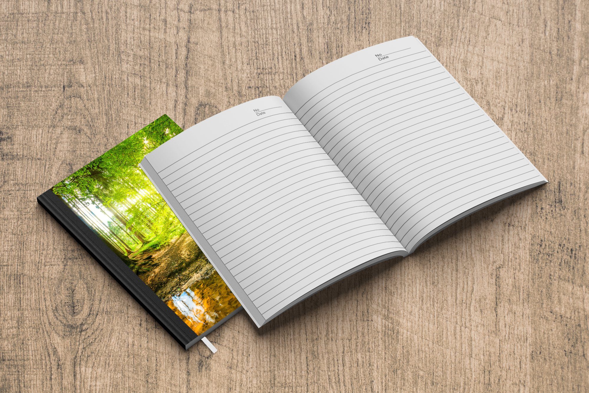 Sonne - Grün Natur, Notizheft, MuchoWow - Haushaltsbuch - 98 Wald - A5, Wasser Journal, - Bäume Merkzettel, Seiten, Tagebuch, Landschaft Notizbuch -