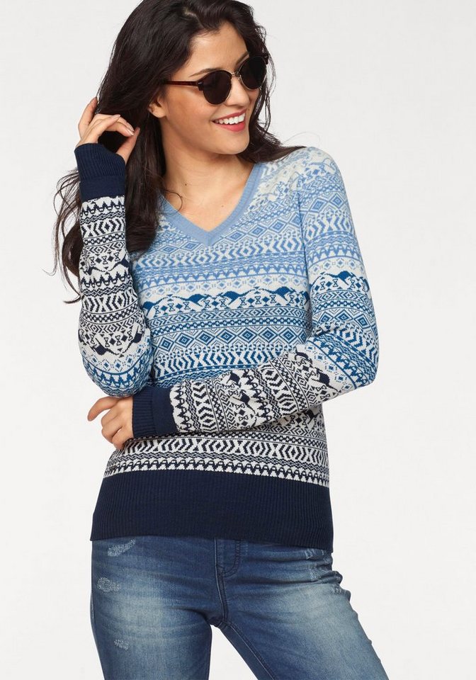 KangaROOS Jacquardpullover im Norweger-Muster mit kleinen Kängurus KangaROOS Jacquardpullover im Norweger-Muster mit kleinen Kängurus