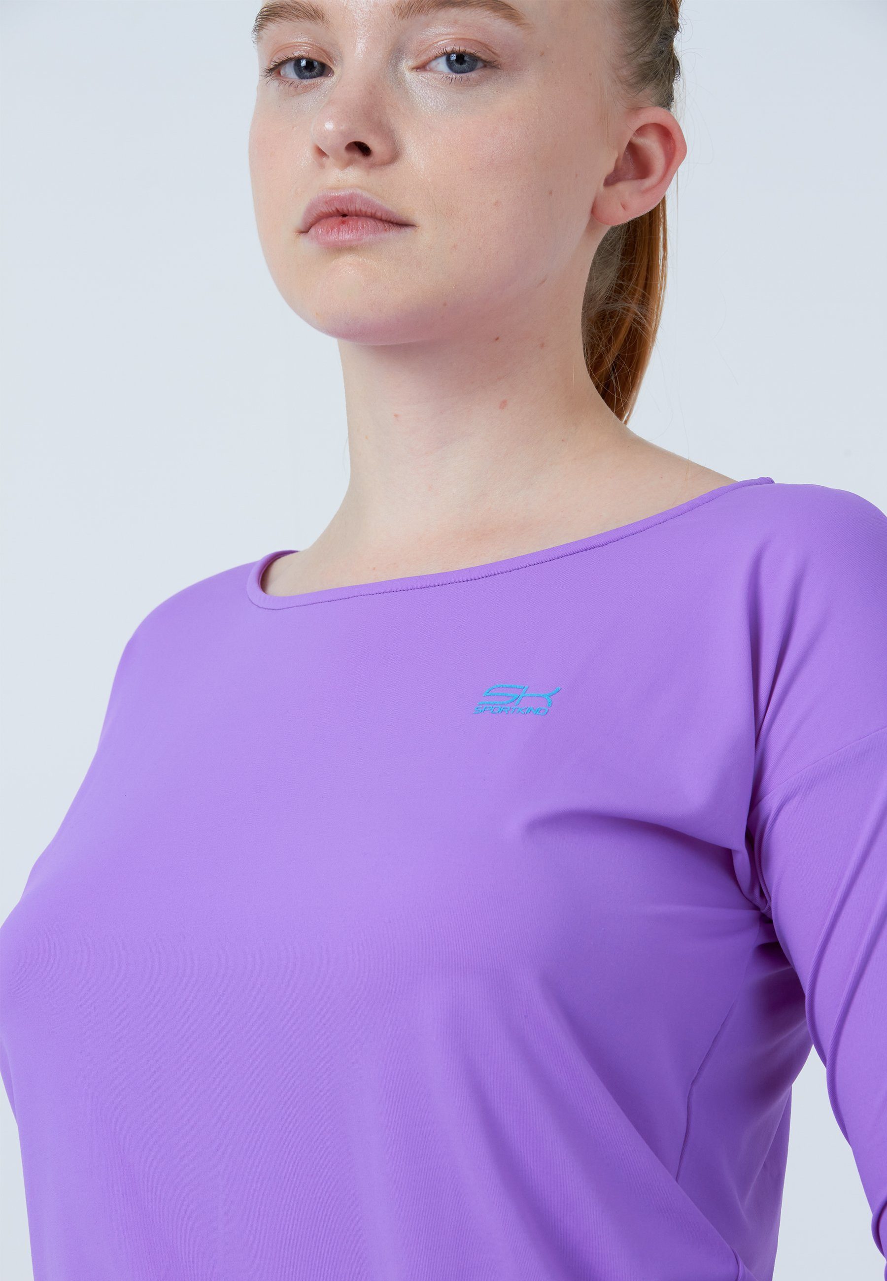 SPORTKIND Funktionsshirt & Fit 3/4 Loose Damen Tennis Mädchen lila Shirt