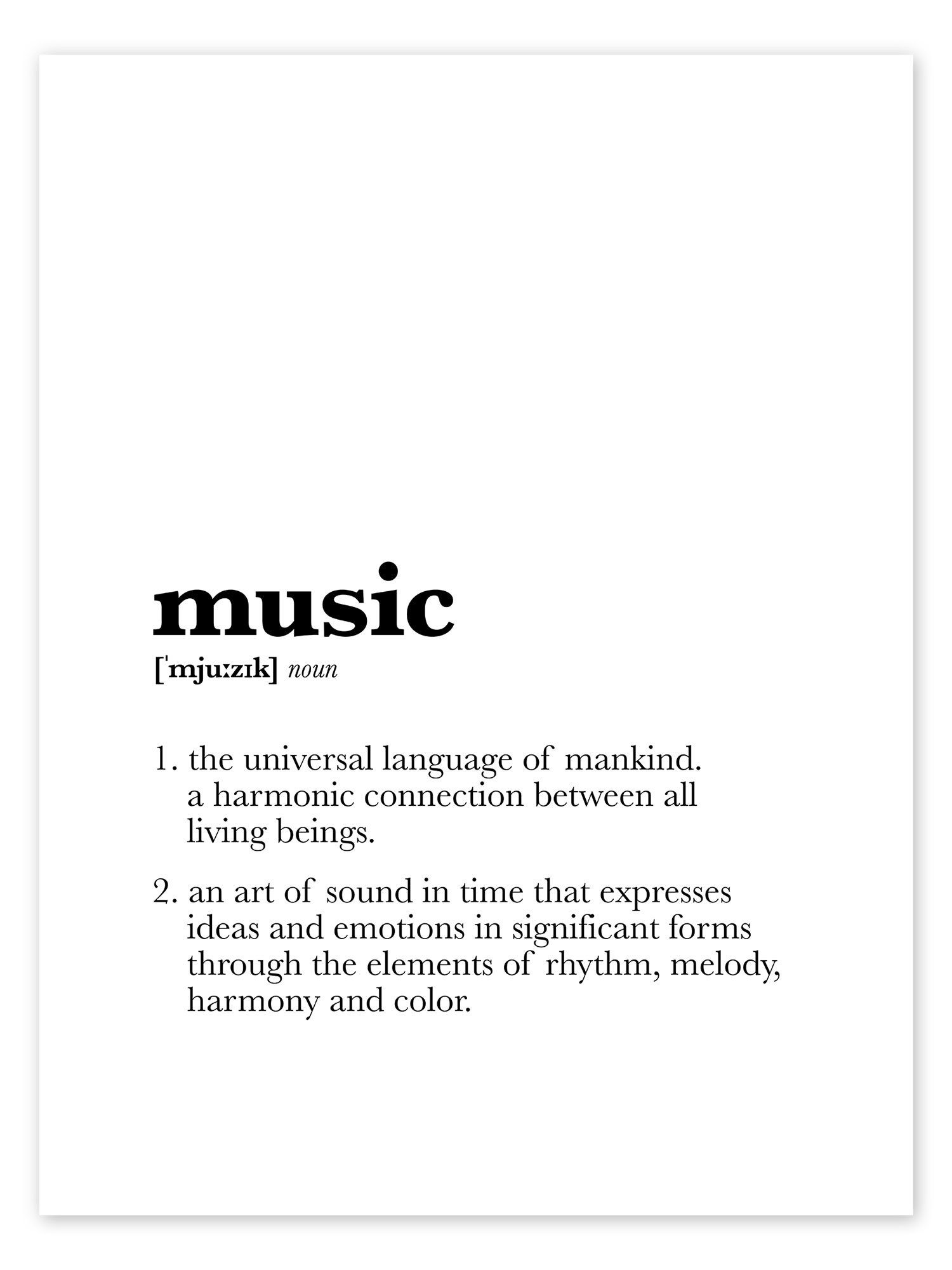 Posterlounge Poster Michael Tarassow, Music Definition (Englisch), Wohnzimmer Minimalistisch