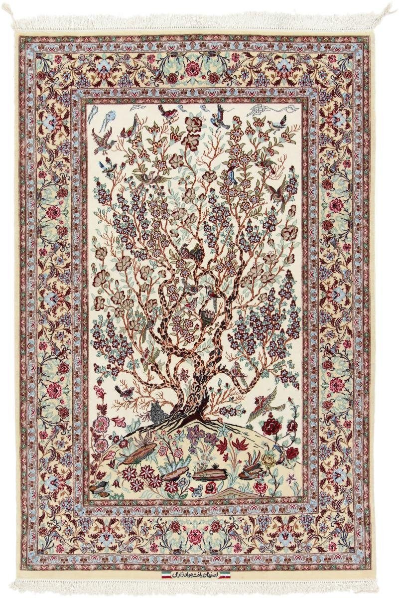Orientteppich Isfahan Seidenkette 150x230 Handgeknüpfter Orientteppich, Nain Trading, rechteckig, Höhe: 6 mm | Kurzflor-Teppiche