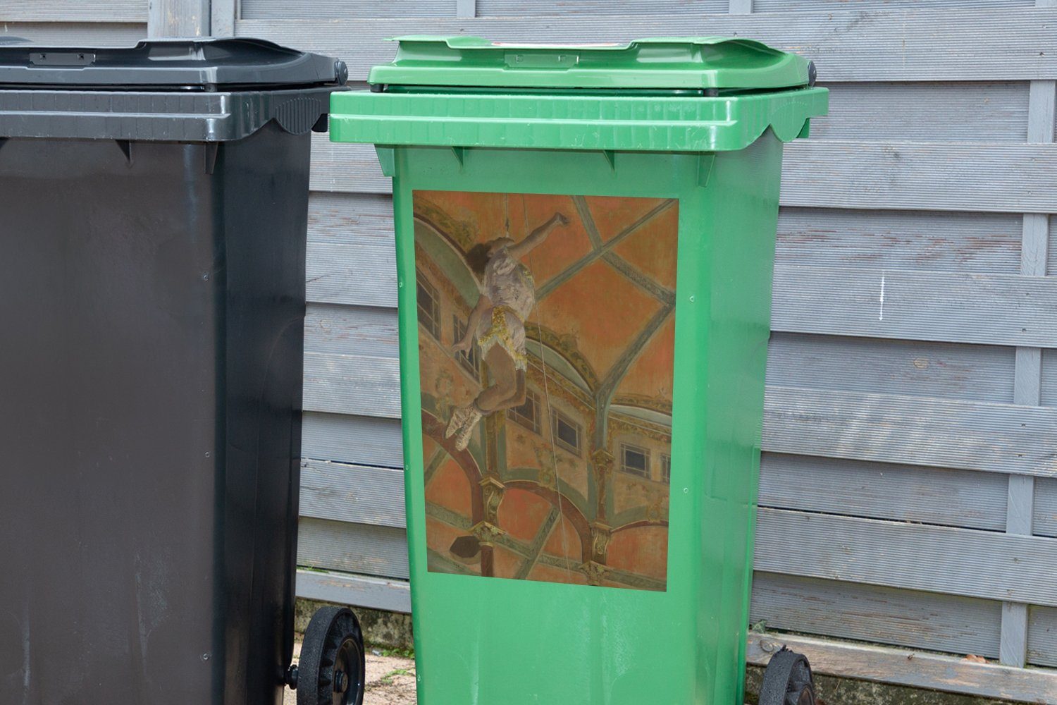 von MuchoWow Sticker, (1 Abfalbehälter - La im St), Mülltonne, Mülleimer-aufkleber, Gemälde Container, Edgar Zirkus Wandsticker Fernando La Miss Degas