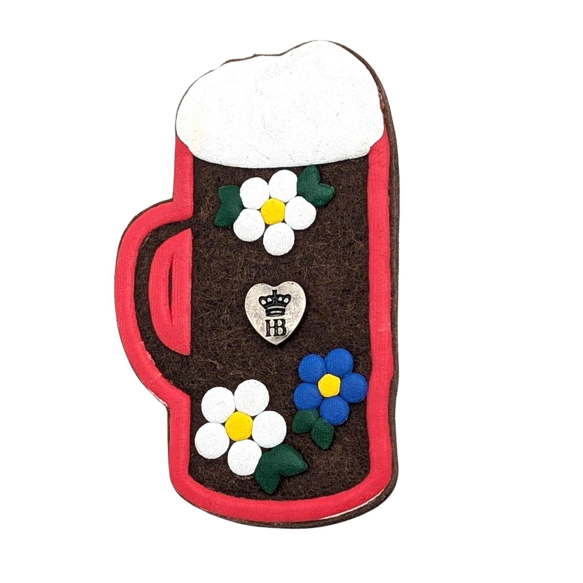 Hofbräuhaus München Anstecknadel HB Filz-Anstecker Bierkrugform, blau/gelb/rot, ca. 4×6,7 cm, Größe (B x H): ca. 4 x 6,7 cm, Broschennadel mit Sicherheitsbügel