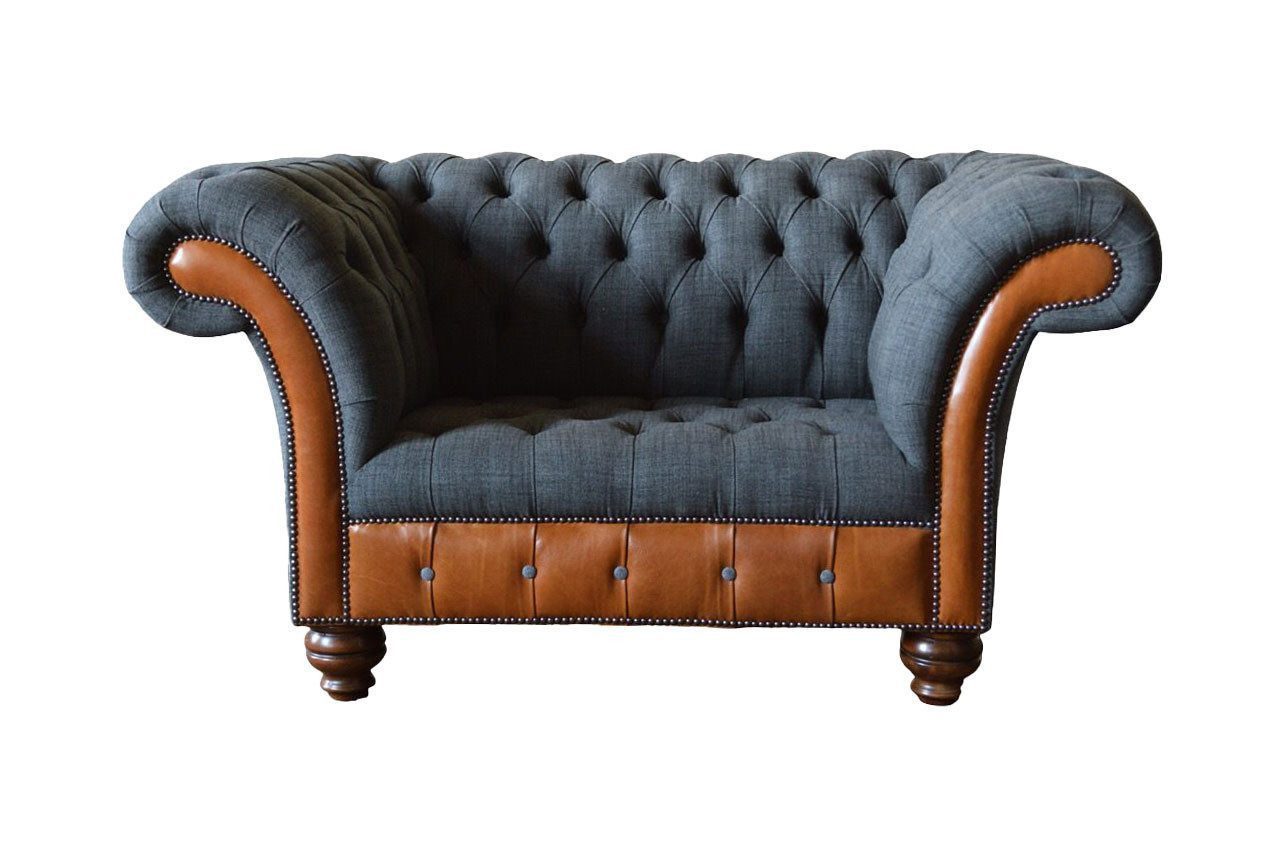 Xlmoebel Chesterfield-Sofa Einzelsofa Polsterstuhl Design Eleganz Stoff-Couch Chesterfield, Hergestellt in Europa