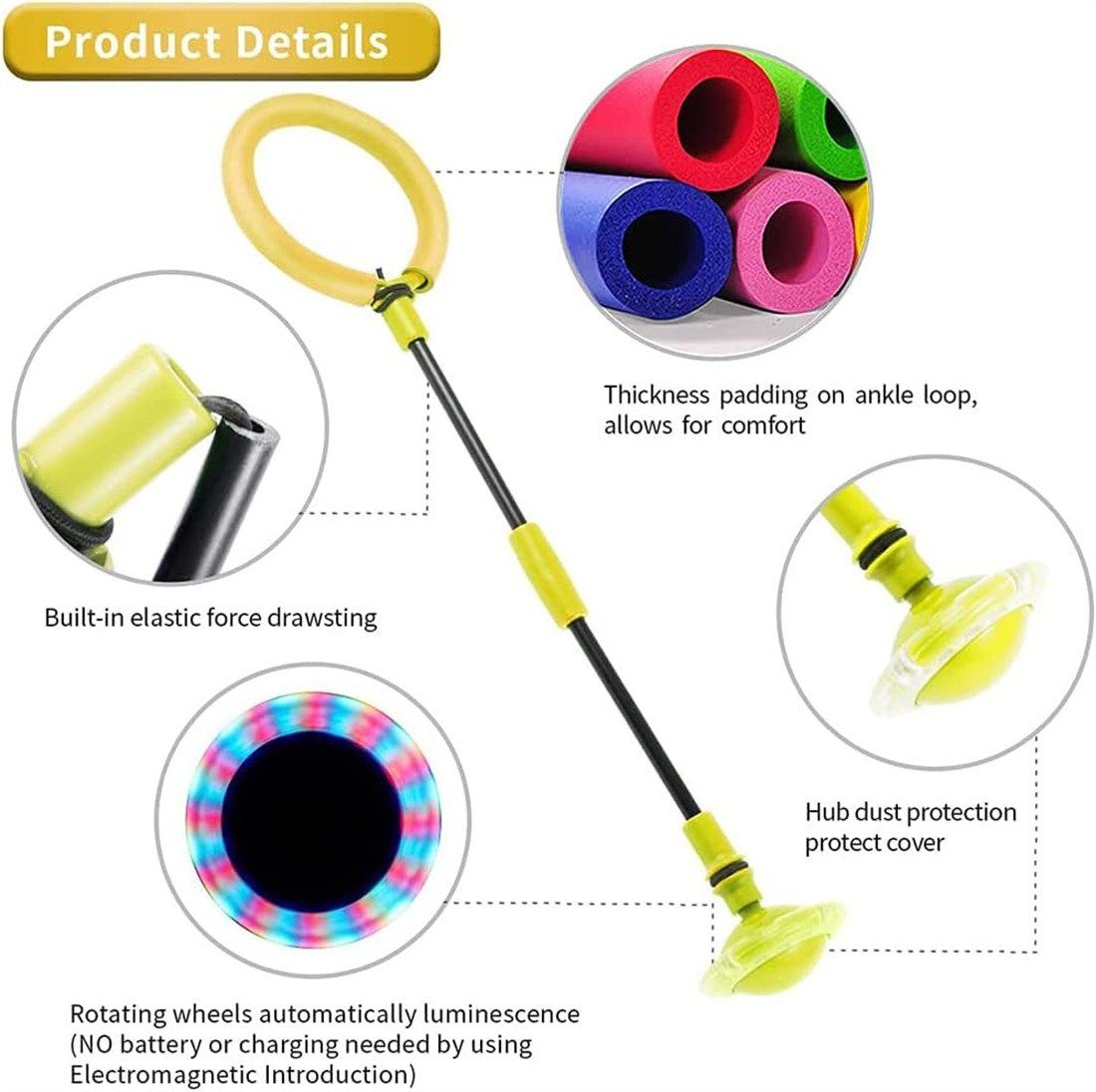 autolock Lernspielzeug Swing Wheel mit Lichtrad,Kinder Blinkender Springring,Fußkreisel, Faltbarer Springenderball,Flash Jumping Ball,Knöchelsprungball
