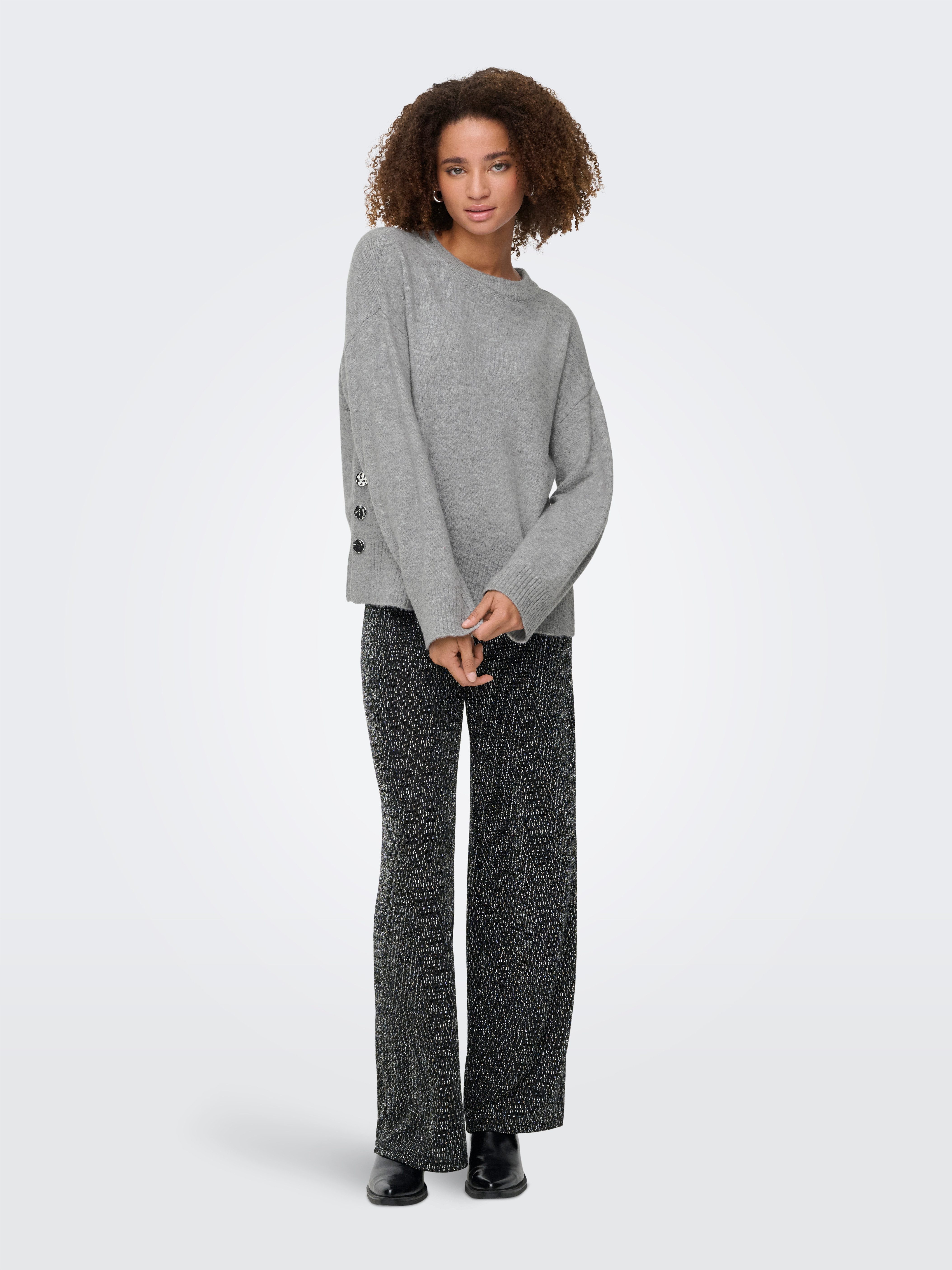 ONLY Strickpullover ONLRENE LIFE LS BUTTON O-NECK CC KNT