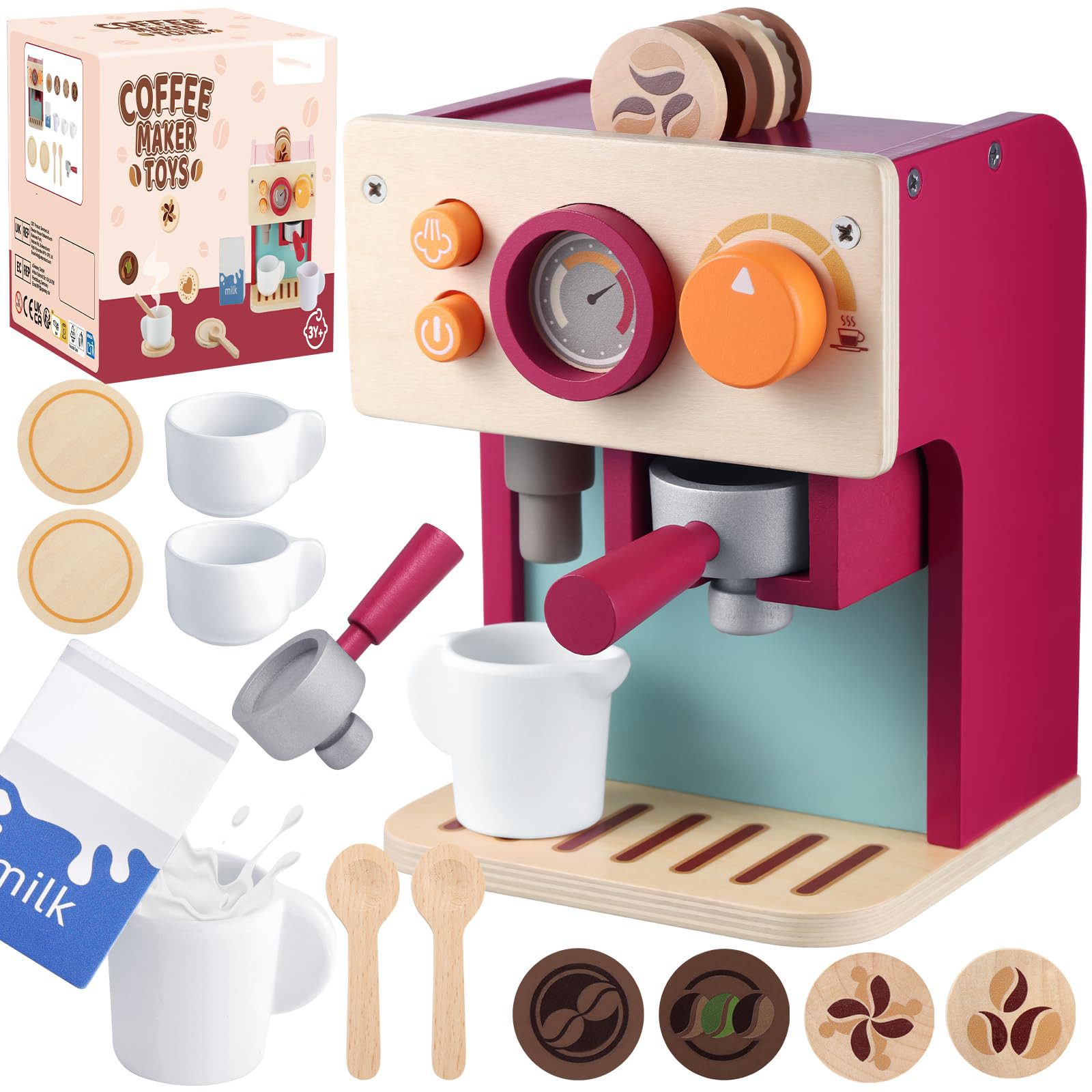 CLTYQ Kinder-Kaffeemaschine Kinderküche Kaffeemaschine Kinder Holz,Montesso günstig online kaufen