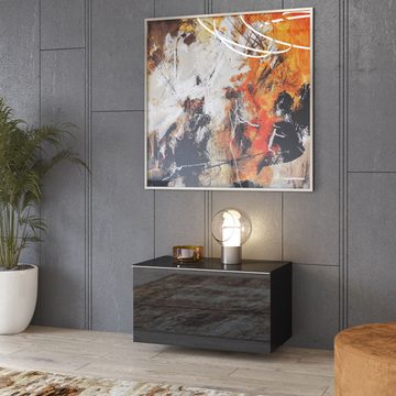 Lomadox TV-Wand HOOVER-83, (7-tlg), schwarz modern mit Glasfronten und Beleuchtung 280/195/48 cm