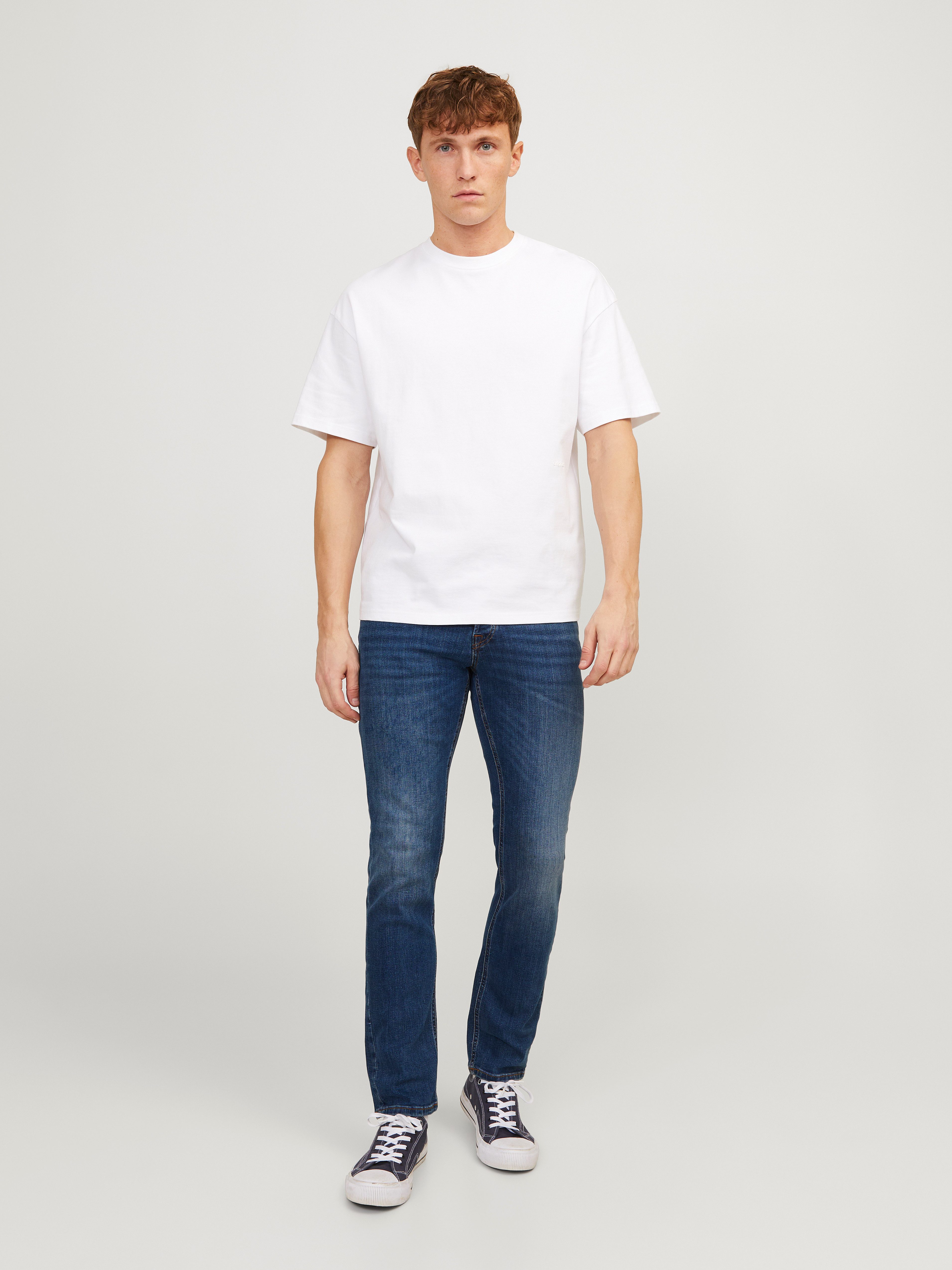 Jack & Jones Slim-fit-Jeans JJITIM mit Waschung und praktischen Taschen Abriebeffekte, modisch, slim fit, Denim