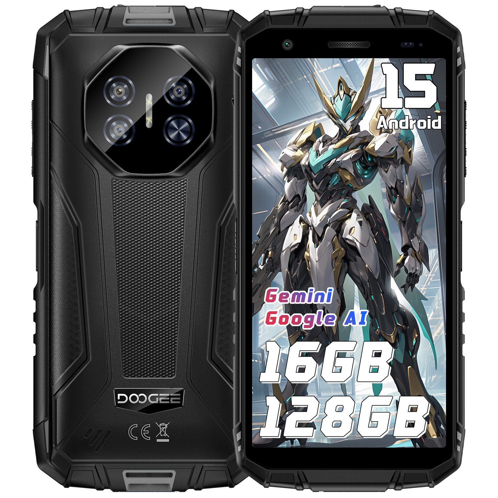 DOOGEE Fire 3 Pro 16GB RAM+128GB ROM Android 15 Outdoor Smartphone (13,96 cm/5.5 Zoll, 128 GB Speicherplatz, 16 MP Kamera, 5,5'' Display, IP68/IP69, 16MP Kamera, 8350mAh, NFC, OTG, GPS)