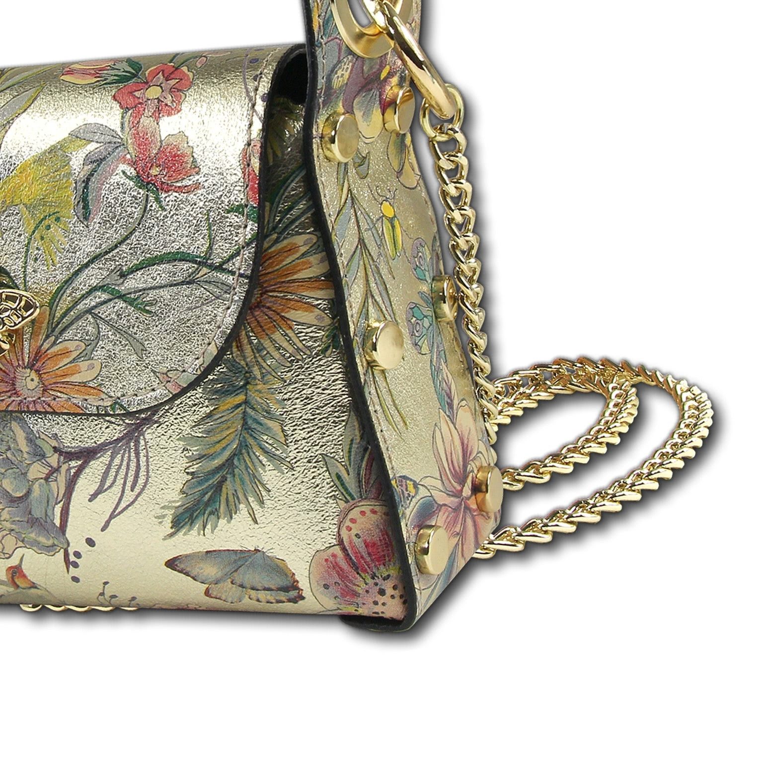 Toscanto Umhängetasche Toscanto Tasche gold farbig Leder (Umhängetasche), Damen Umhängetasche Leder, gold, farbig ca. 19cm x ca. 14cm