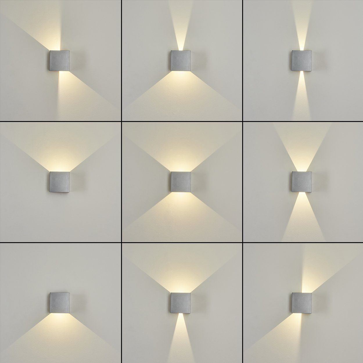»Pietravairano« Grau/Schwarz/Klar, hofstein Kelvin, aus 460 Metall/Glas in Wandlampe LED, IP54 austauschbare 3000 Lichteffekte, Up&Down, Lumen, Außen-Wandleuchte