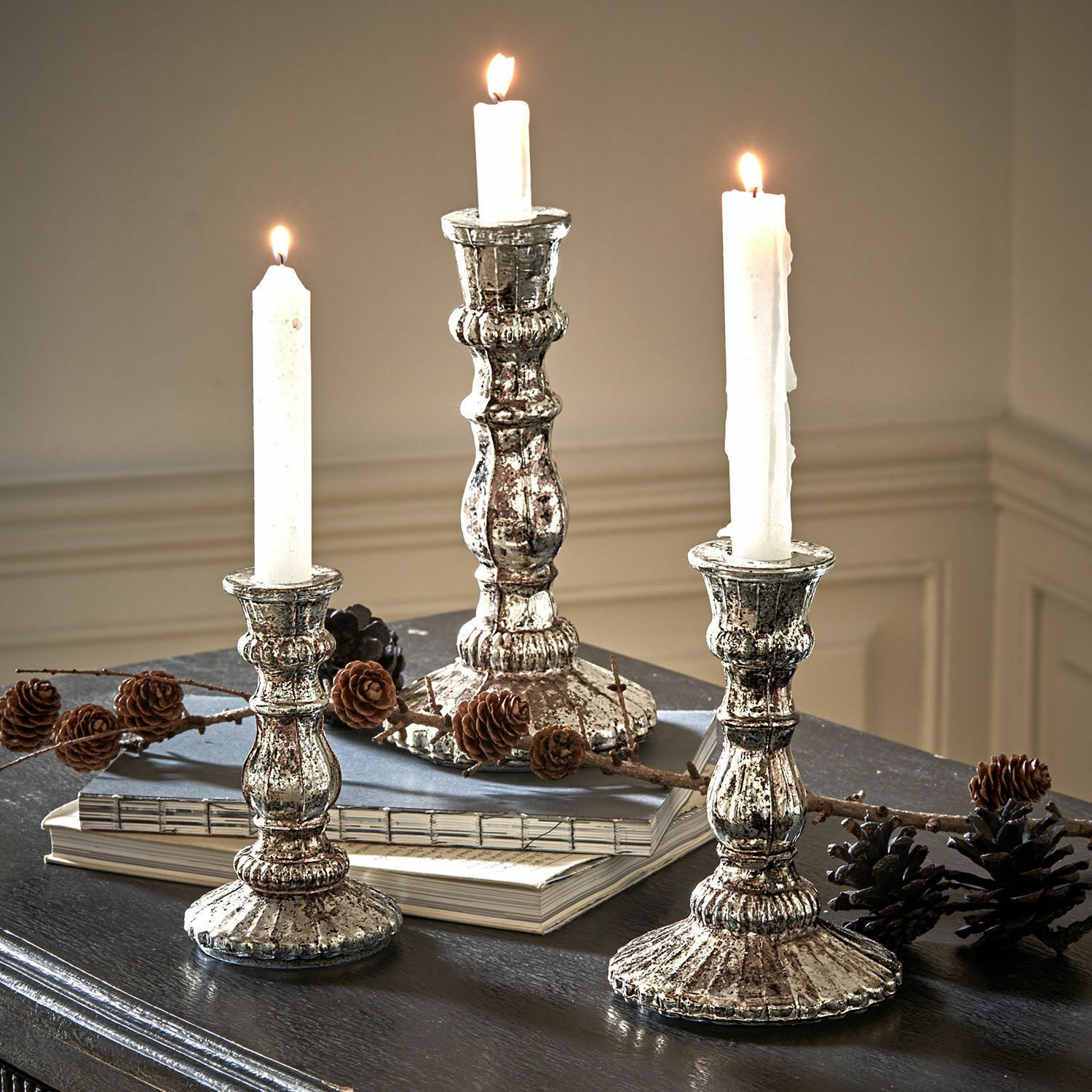 Mirabeau Kerzenständer Kerzenständer 3er Set Favalina antikkupfer
