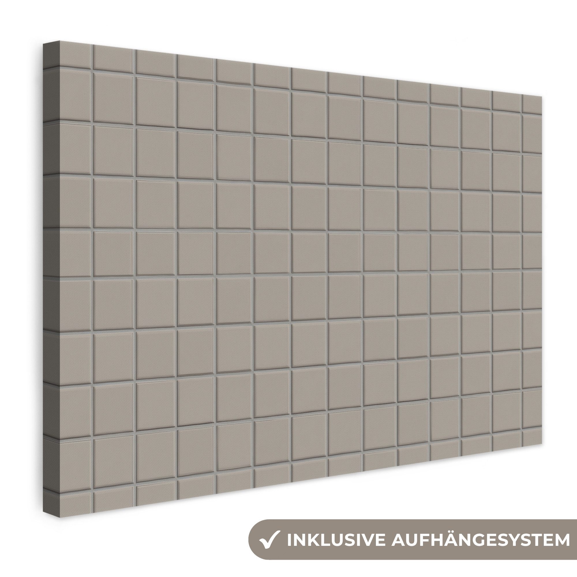 OneMillionCanvasses® Leinwandbild Fliese - Muster Kieselstein - Grau, Fotodruck (1 St), Leinwand Bilder Klein, Wand Dekoration Aesthetic 30x20 cm