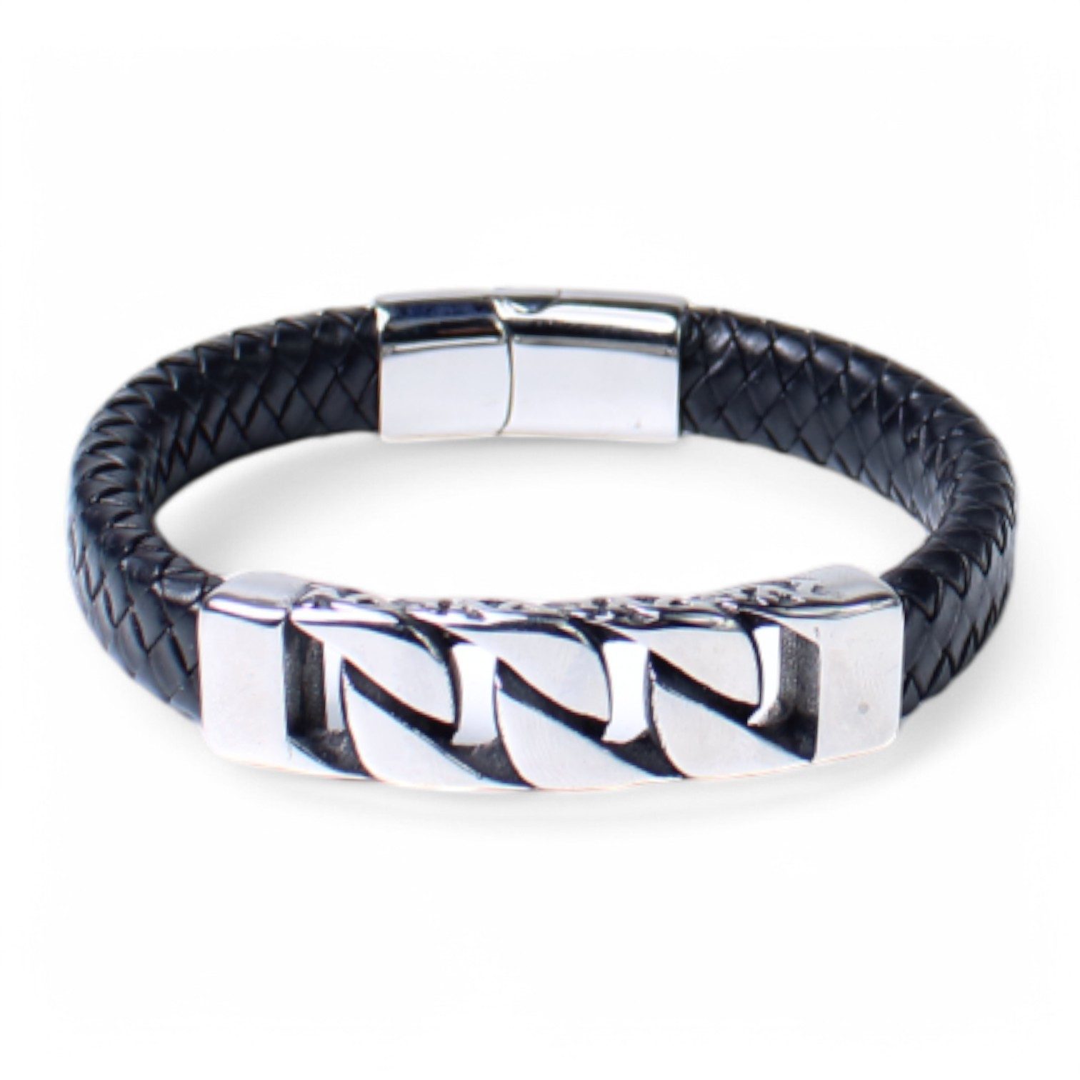 FRONHOFER Lederarmband 19365, Herrenarmband aus Rindsleder, maskulin, Edelstahl-Zierteil