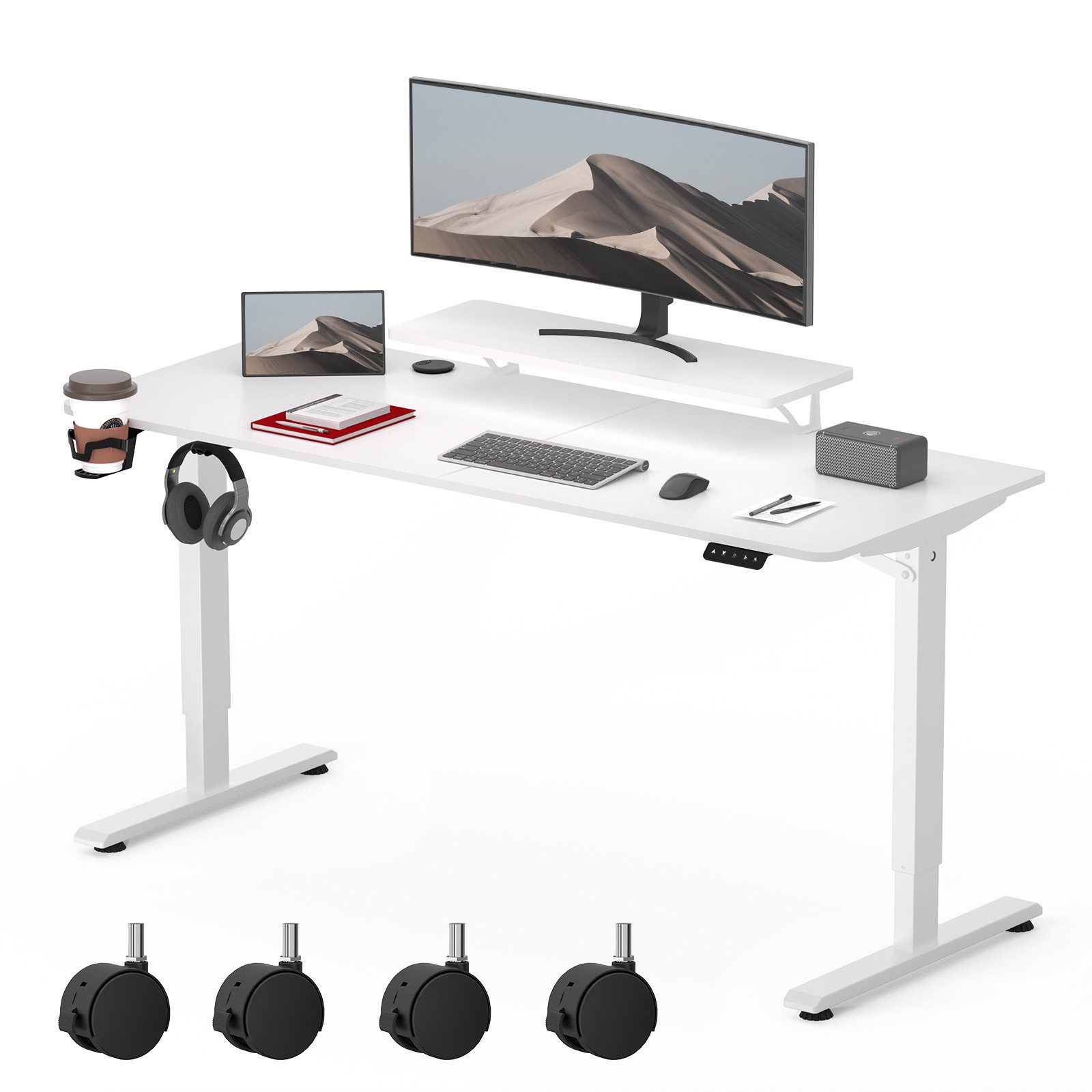 SANODESK Schreibtisch Elektrisch höhenverstellbarer Schreibtisch, Ergonomisches Design, 140/120 cm Breit, 60 cm Tief