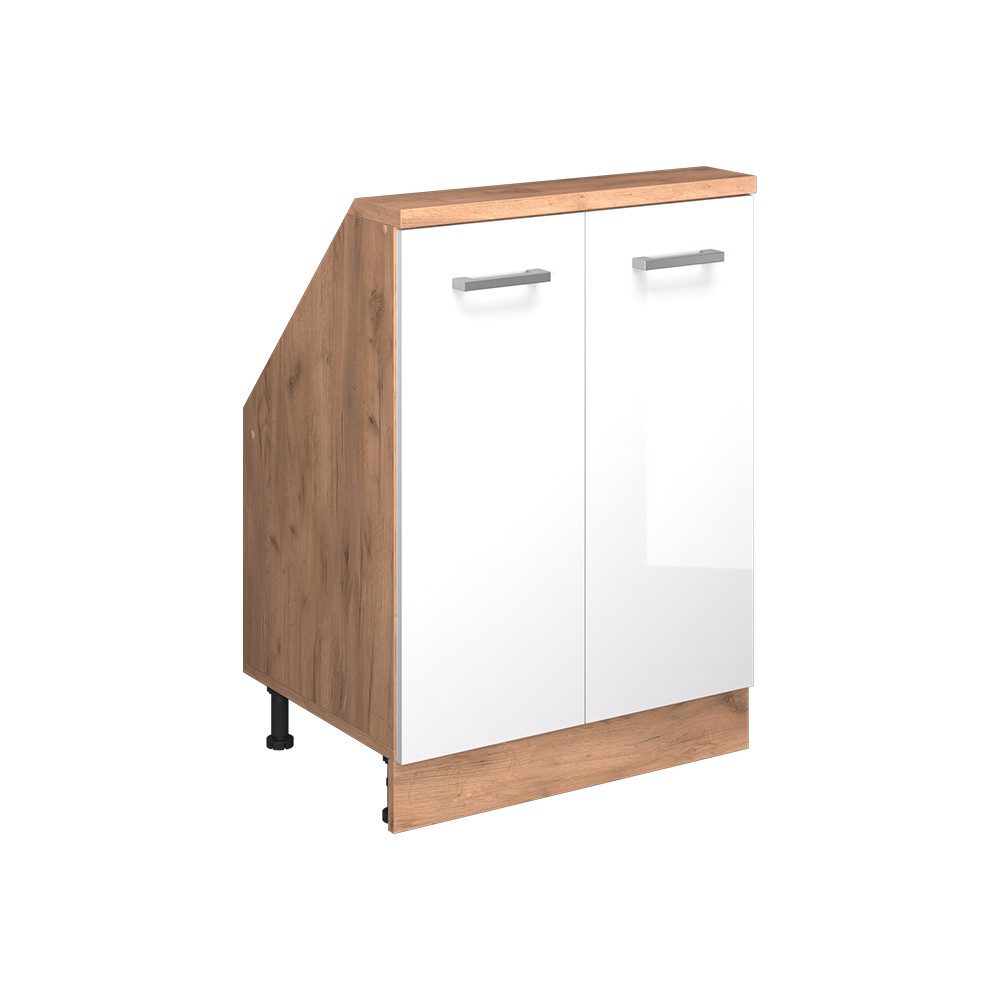 Vicco Unterschrank R-Line, Weiß Hochglanz/Goldkraft Eiche, günstig online kaufen