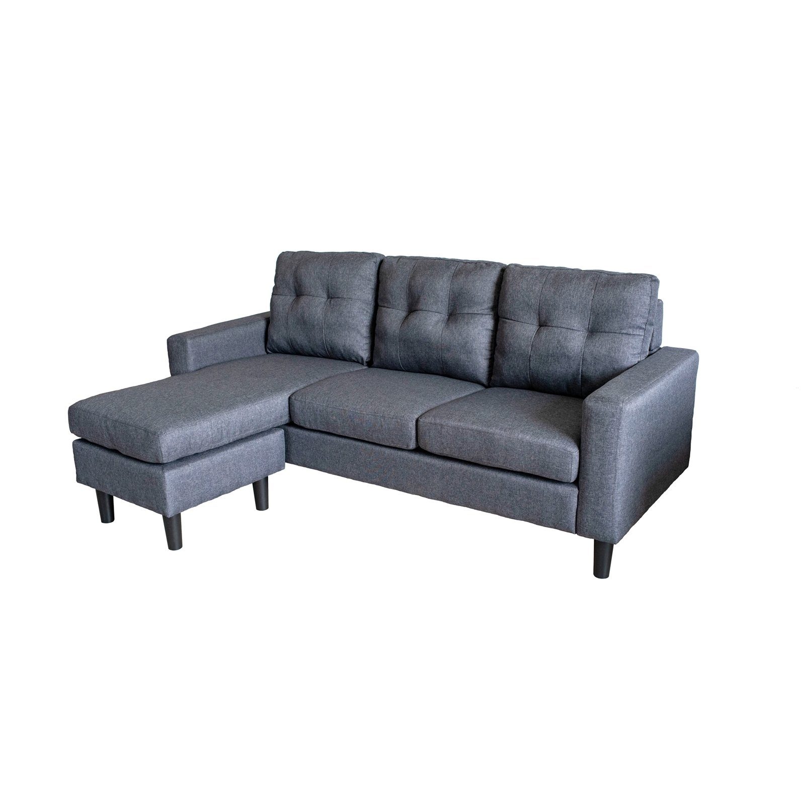 HTI-Living Ecksofa Ecksofa Grau, mit Stellmöglichkeiten Stück, Hocker Reva Dreisitzer variable