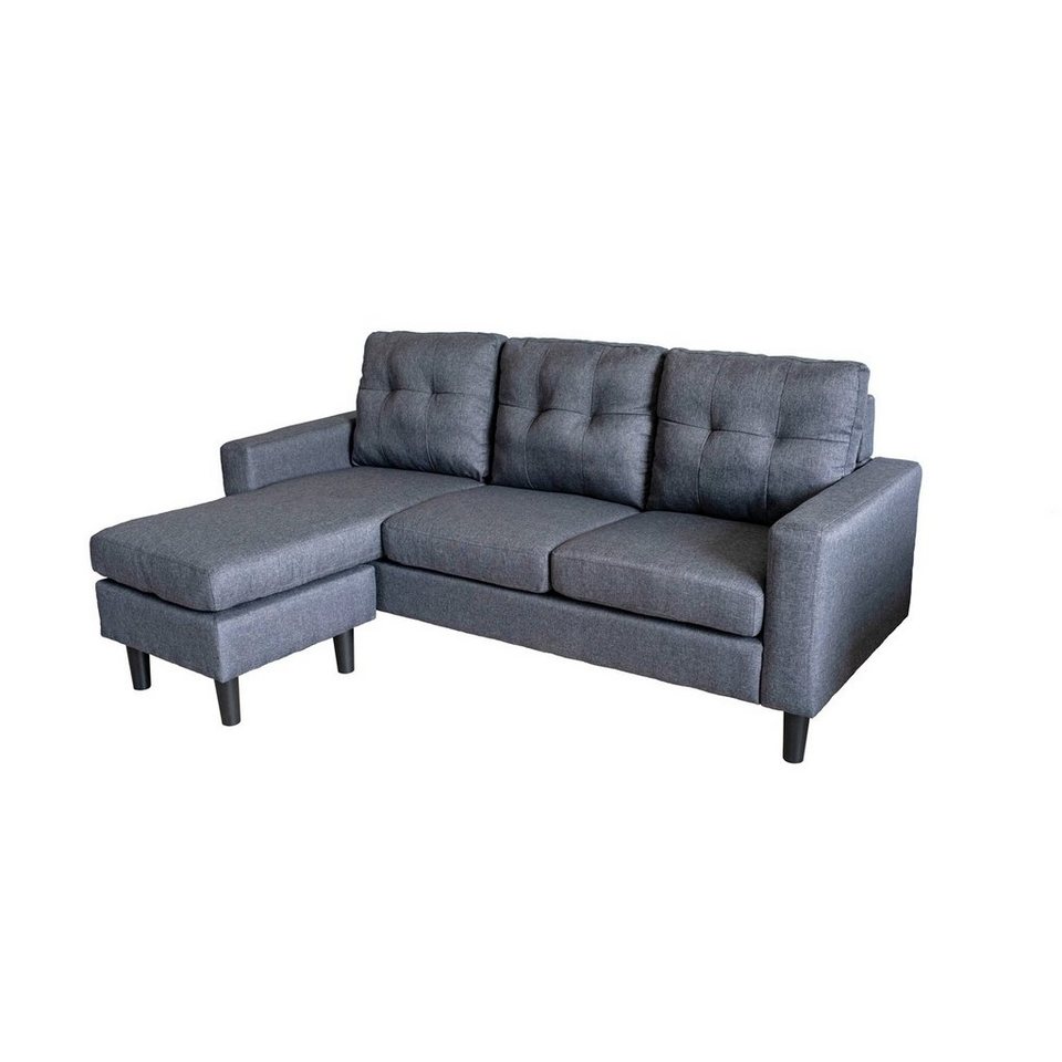 HTI-Living Ecksofa Ecksofa Reva Grau, Stück, Dreisitzer mit Hocker variable  Stellmöglichkeiten