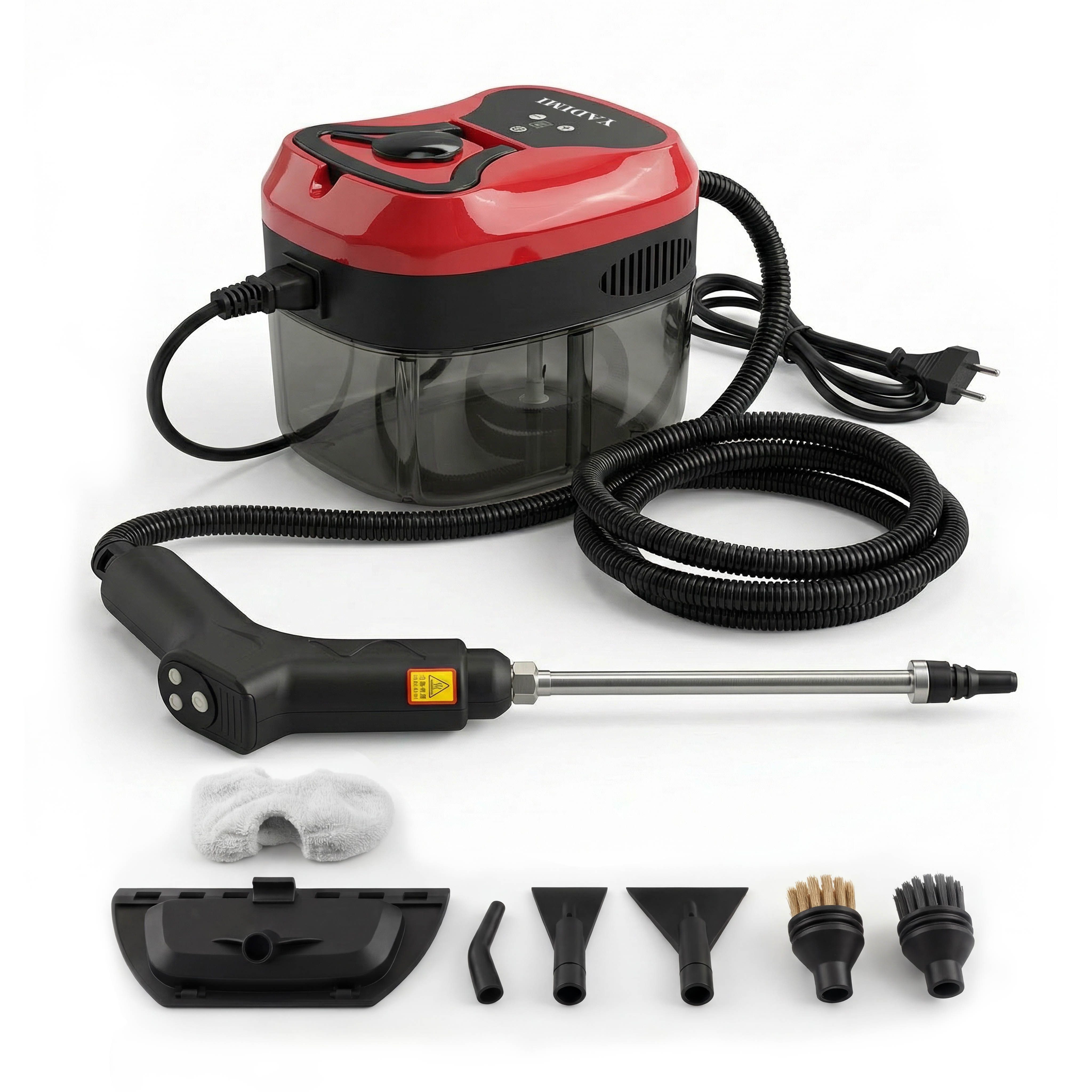 YADIMI Handdampfreiniger 1800W Tragbarer Dampfreiniger mit 1600 ml Wassertank, 1800 W, 6-stufige Leistungsregelung und 3 Bürstenköpfe, Dampfreiniger für Böden, Küche, Fenster, Badezimmer und Auto