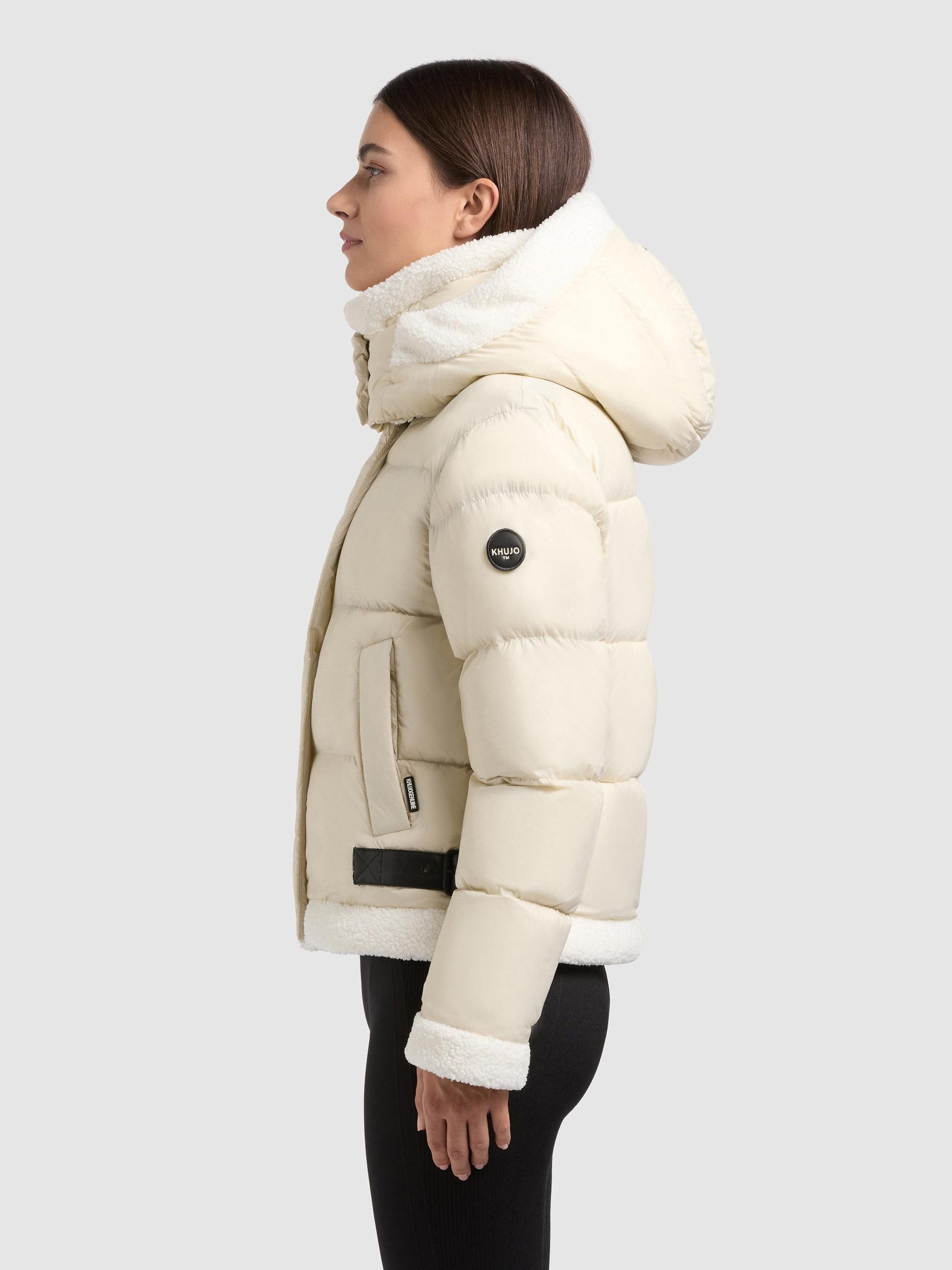 khujo Winterjacke Nessie2 Gefütterte Steppjacke mit Plüschdetails und Kapuze