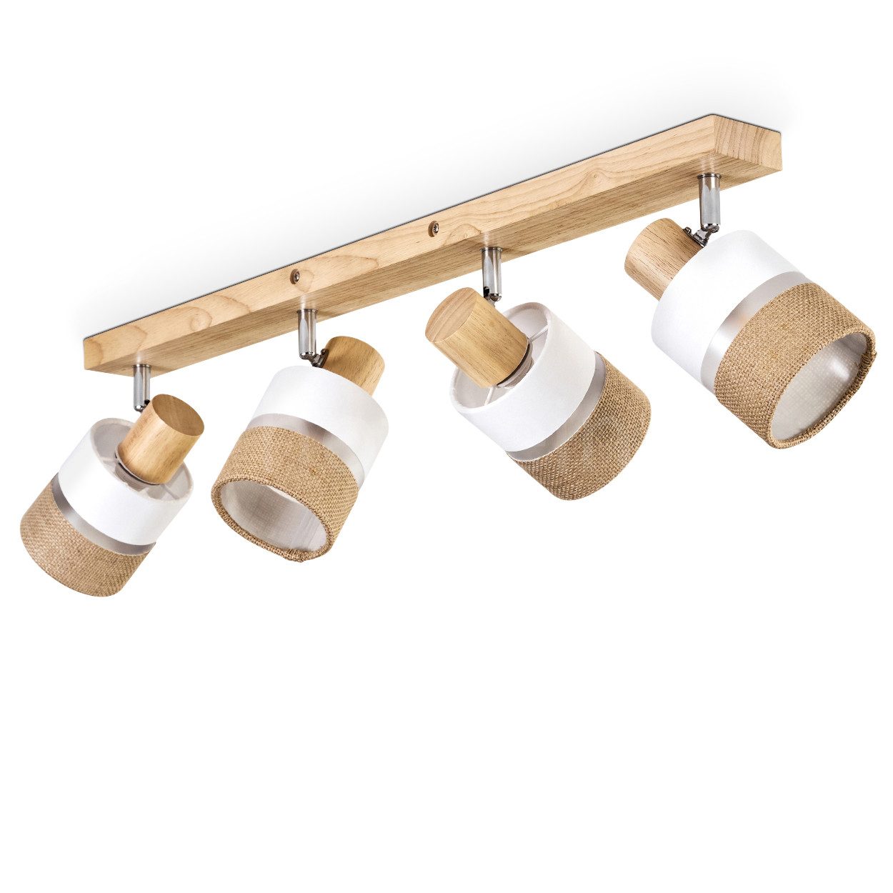 hofstein Deckenleuchte moderne Deckenlampe aus Holz/Metall/Leinen in Naturf günstig online kaufen