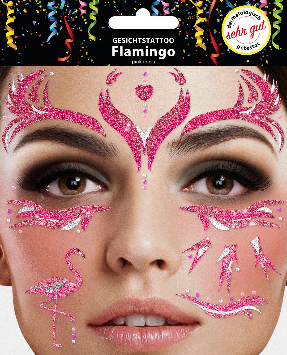 Bock-op-Kölle Schmuck-Tattoo Bock op Kölle Gesichtstattoo - Temporäres Glitter Face Tattoo
