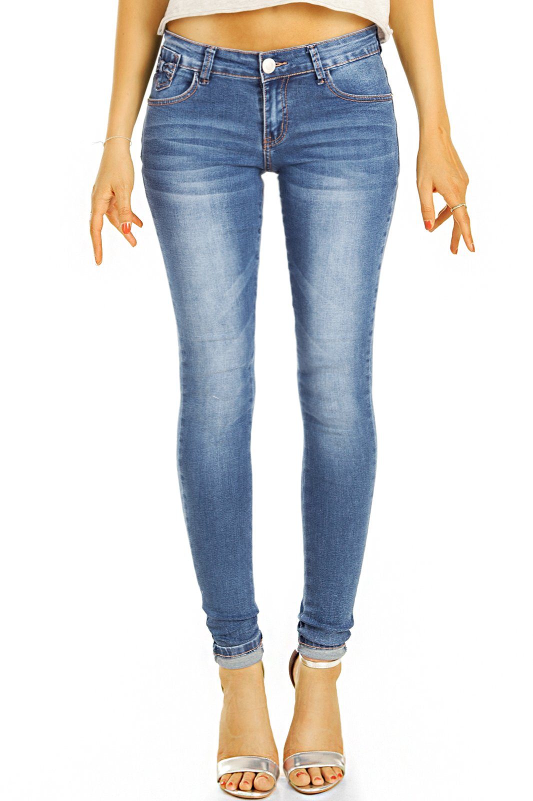 be styled Skinny-fit-Jeans Low Waist Jeans Hüftjeans Skinny fit Hosen - Damen - j17L-3 mit Stretch-Anteil, 5-Pocket-Style