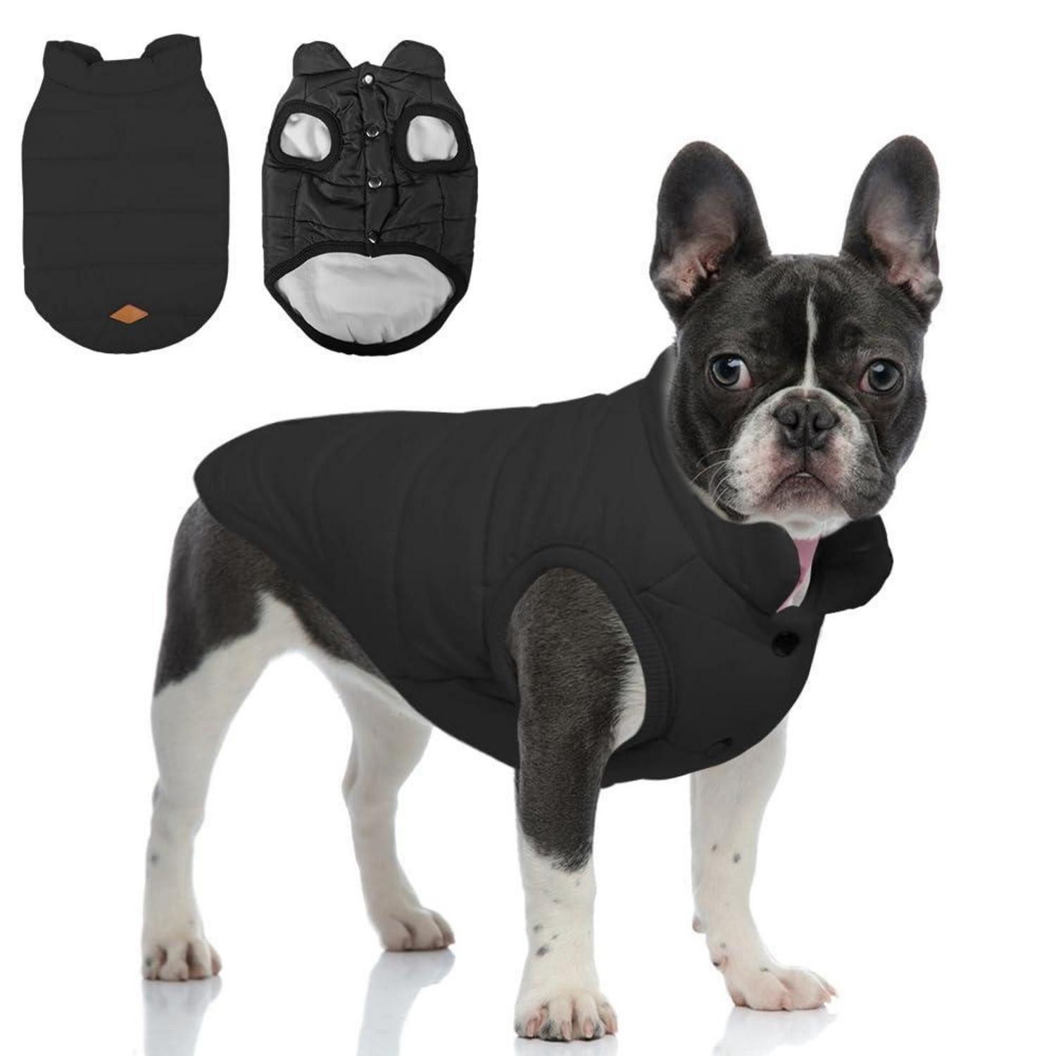 LuxusKollektion Hundemantel Hundemantel Winter warm gefüttert L Schwarz