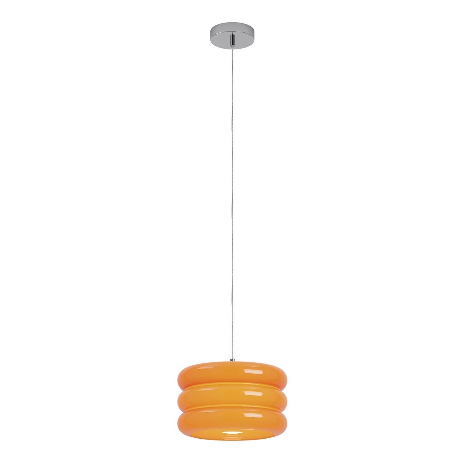 EGLO Pendelleuchte TORTORA, Chromfarben, Orange, Glas, Metall, ohne Leuchtmittel, Ø 30 x H 150 cm