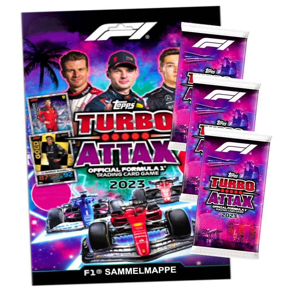 Topps Sammelkarte Topps Turbo Attax Karten Formula 1 - 2023 - 1 Mappe + 3 Booster Sammel 