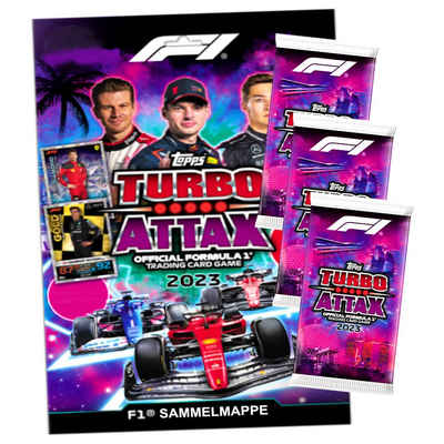 Topps Sammelkarte Topps Turbo Attax Karten Formula 1 - 2023 - 1 Mappe + 3 Booster Sammel, Formula 1 Karten 2023 - 1 Mappe + 3 Booster