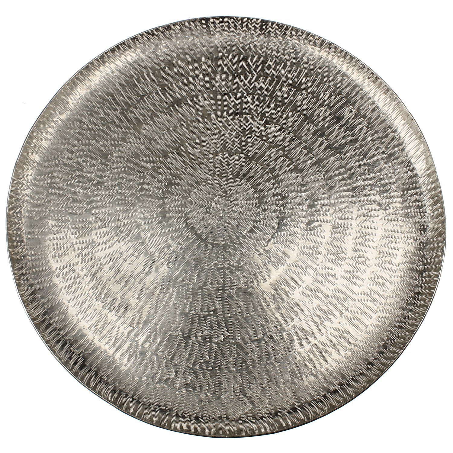 Macosa Home Dekotablett Dekotablett Silber Metall gehämmert 30 cm Tablett Dekoschale Schale (Dekoratives Tablett im modernen Stil, Dekoteller rund 30 cm), Tablett rund Metall Silber gehämmert Dekoschale Deko-Tablett