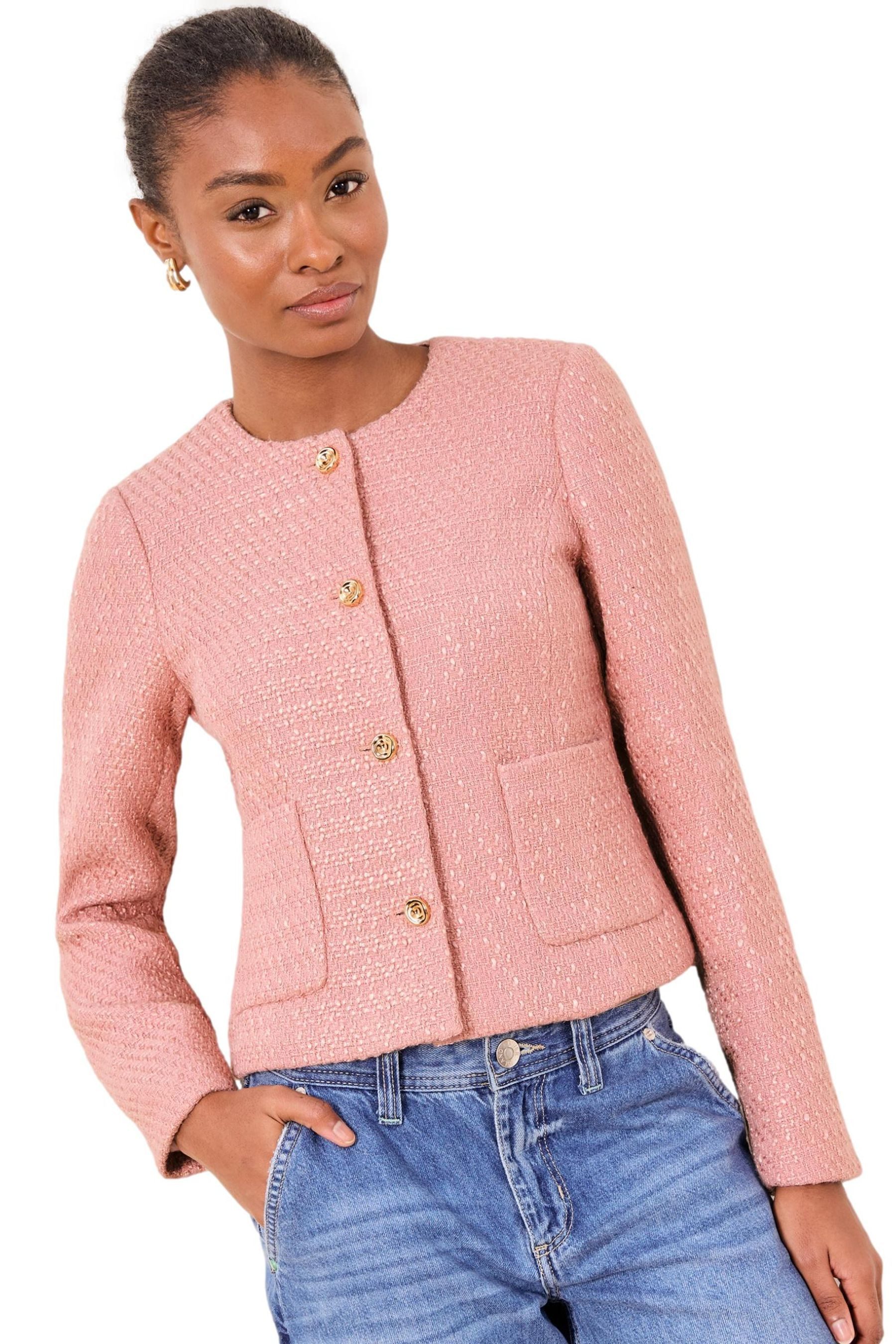 LIPSY Jackenblazer Lipsy Kragenlose Boucléjacke (1-tlg)