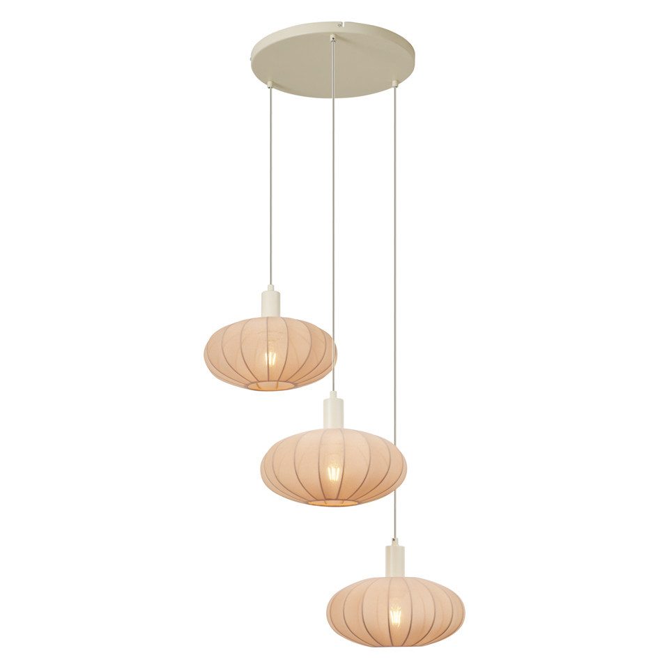 Qazqa Pendelleuchte Bida, ohne Leuchtmittel, Warmweiß, QAZQA Hängeleuchte, e27, Beige, Textil, Japandi