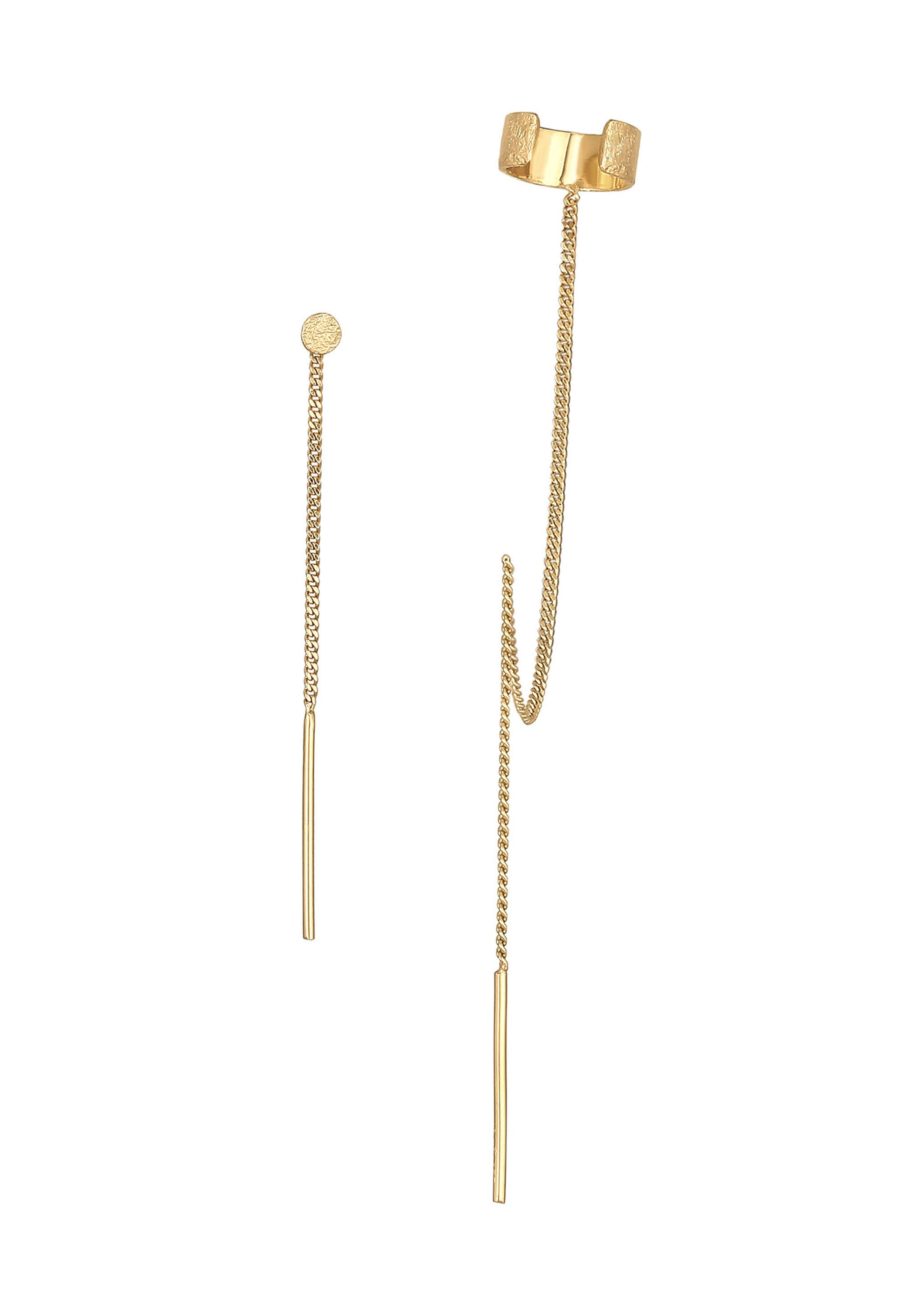 Elli Paar Ohrhänger Set Earcuff Durchzieher Gehämmert 925 Silber, Plättchen günstig online kaufen