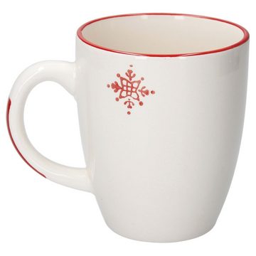 MamboCat Becher 6er Set Kaffeebecher Weihnachten 300ml Schneeflocken Hirsch Glühwein, Steingut