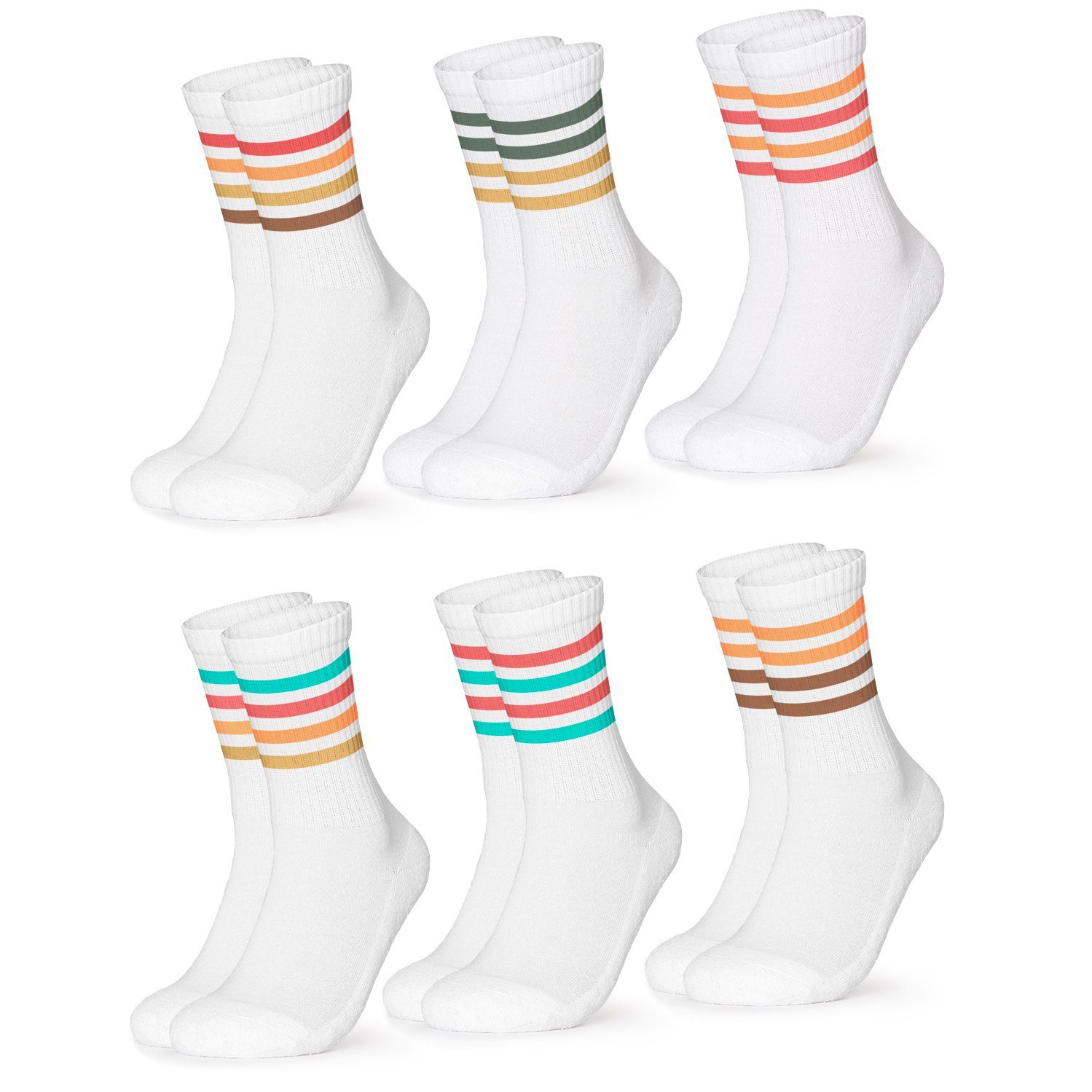 OCCULTO Sportsocken Damen Retro Tennis Socken 6er Pack (Modell: Steffi) (6- günstig online kaufen