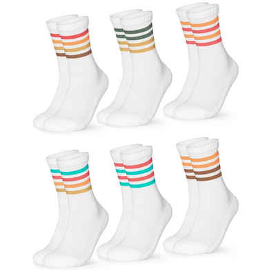 OCCULTO Sportsocken Damen Retro Tennis Socken 6er Pack (Modell: Steffi) (6-Paar)