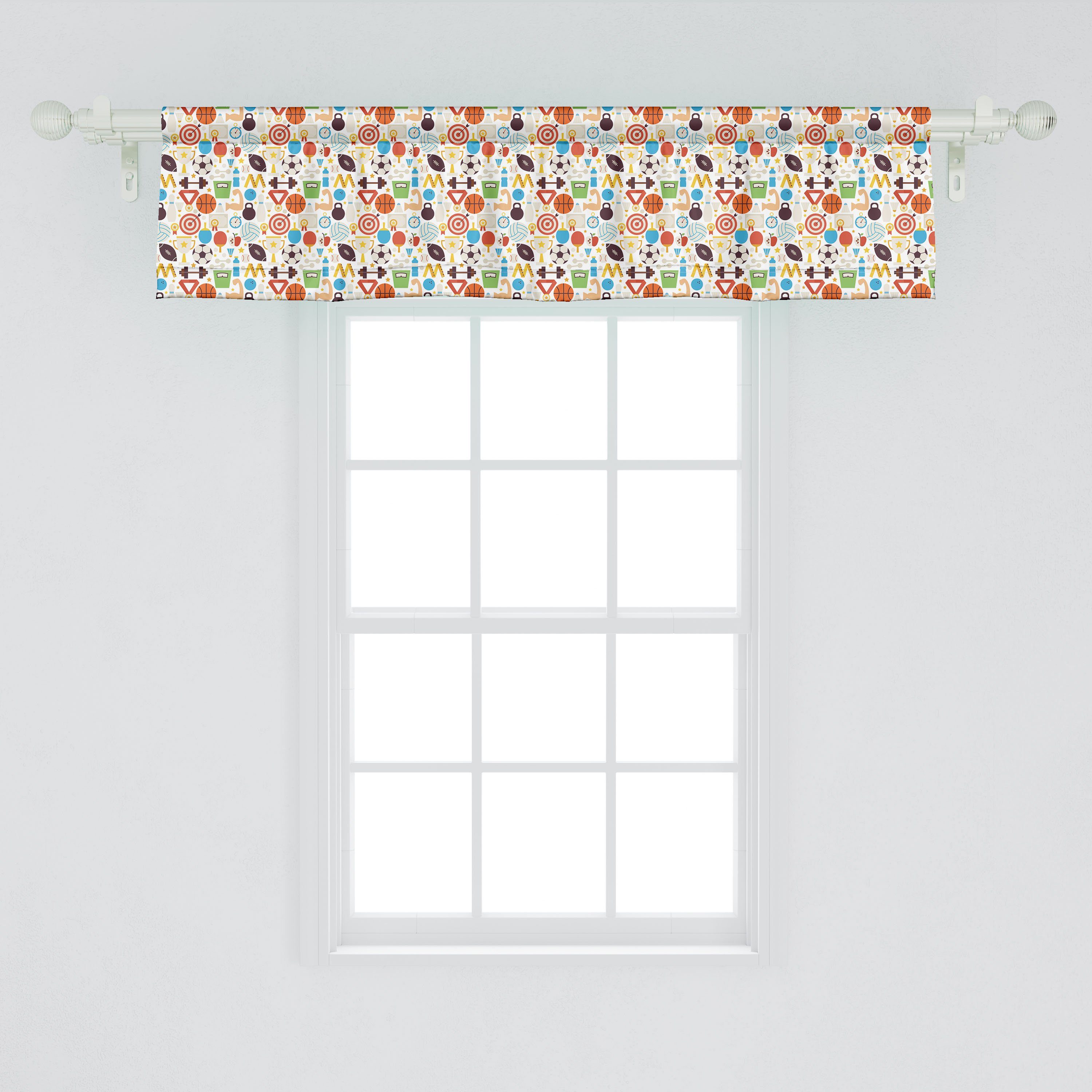 Scheibengardine Vorhang Volant für Microfaser, Freizeitaktivitäten Küche Schlafzimmer Dekor Sport Stangentasche, Abakuhaus, mit